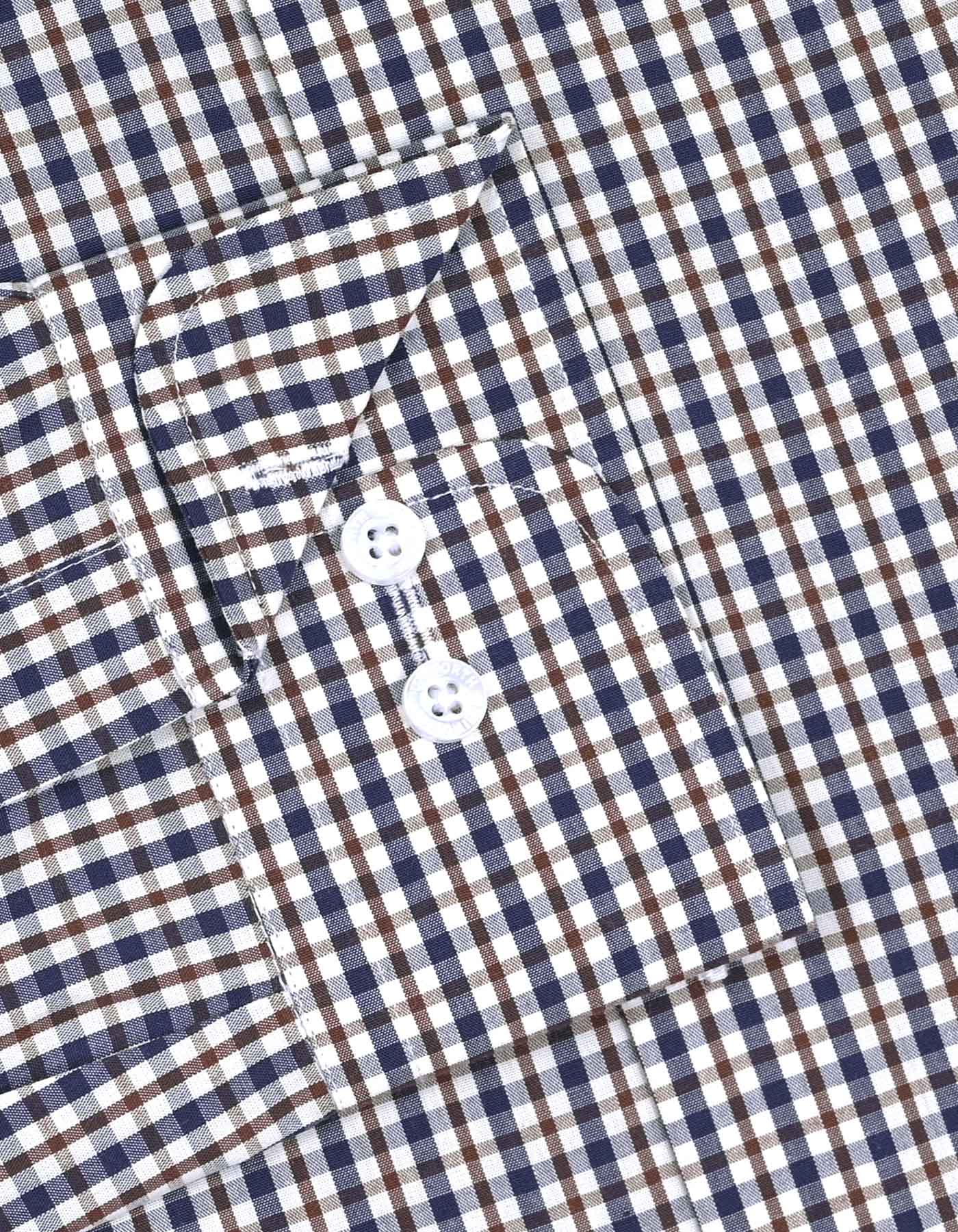 Check Navy/Brown Tailored Smart Fit Shirt FS1050SF-15.5
