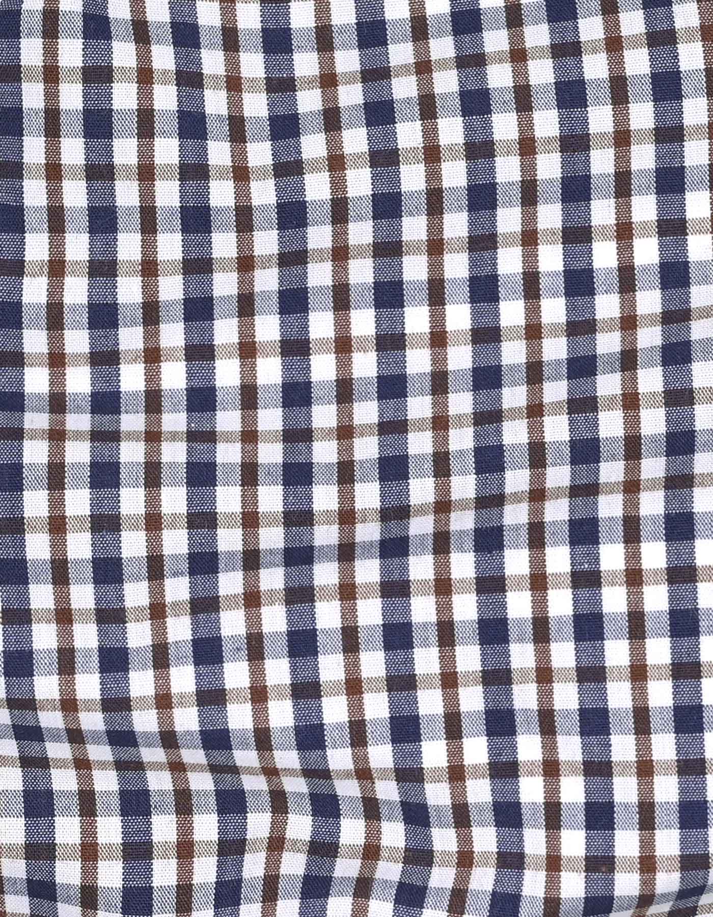 Check Navy/Brown Tailored Smart Fit Shirt FS1050SF-16