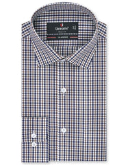 Check Navy/Brown Tailored Smart Fit Shirt FS1050SF-14.5