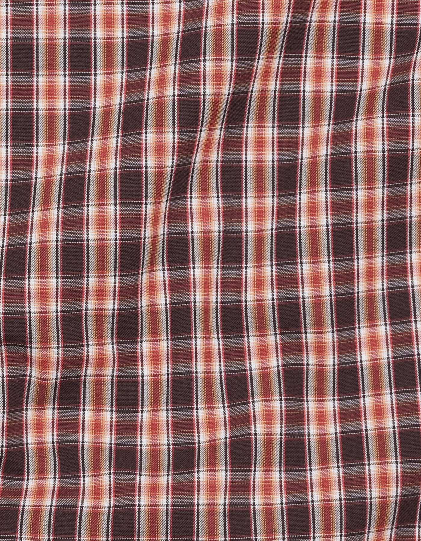 Check Maroon/Brown Classic Fit Shirt FS1053RF-17.5