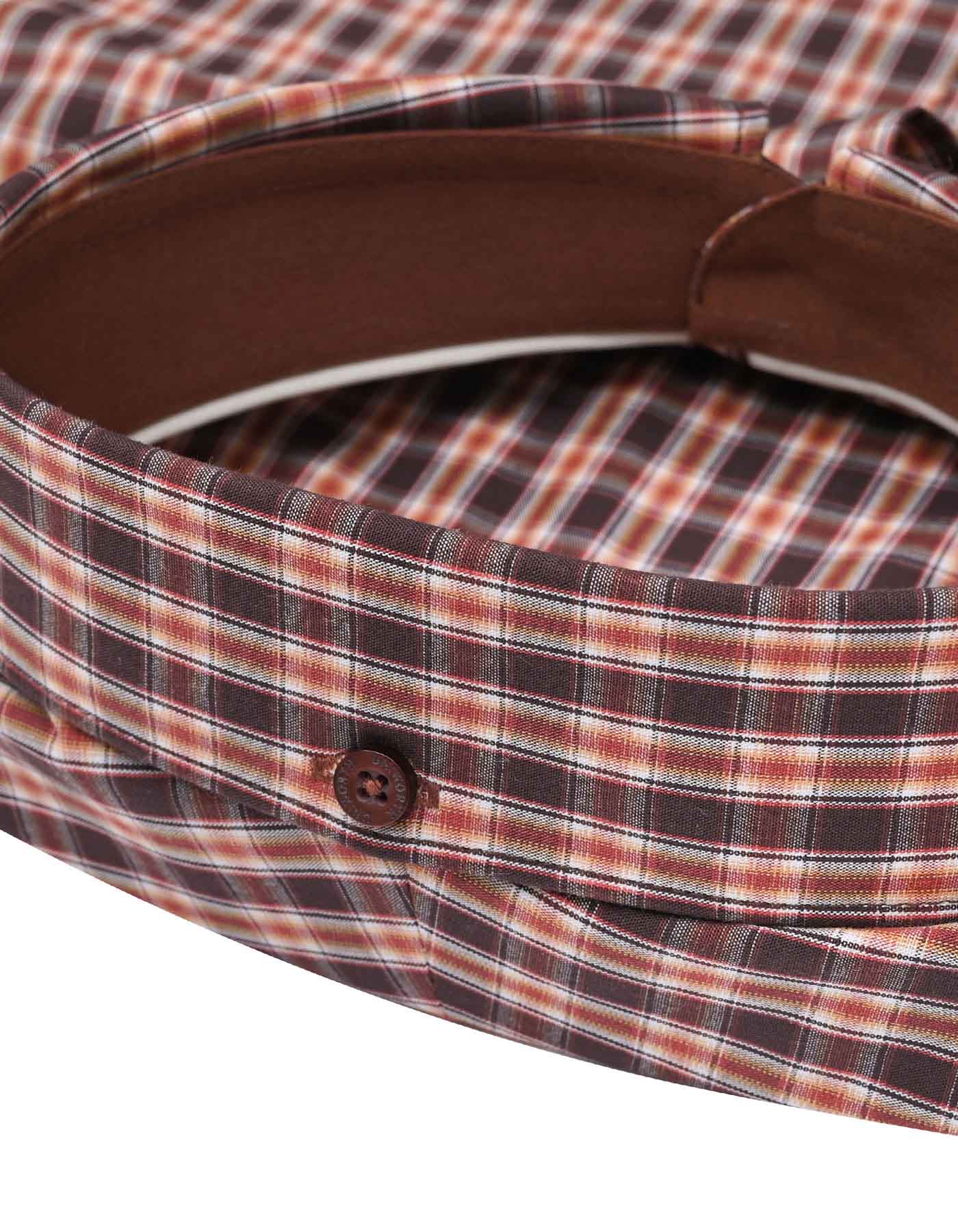 Check Maroon/Brown Classic Fit Shirt FS1053RF-16.5