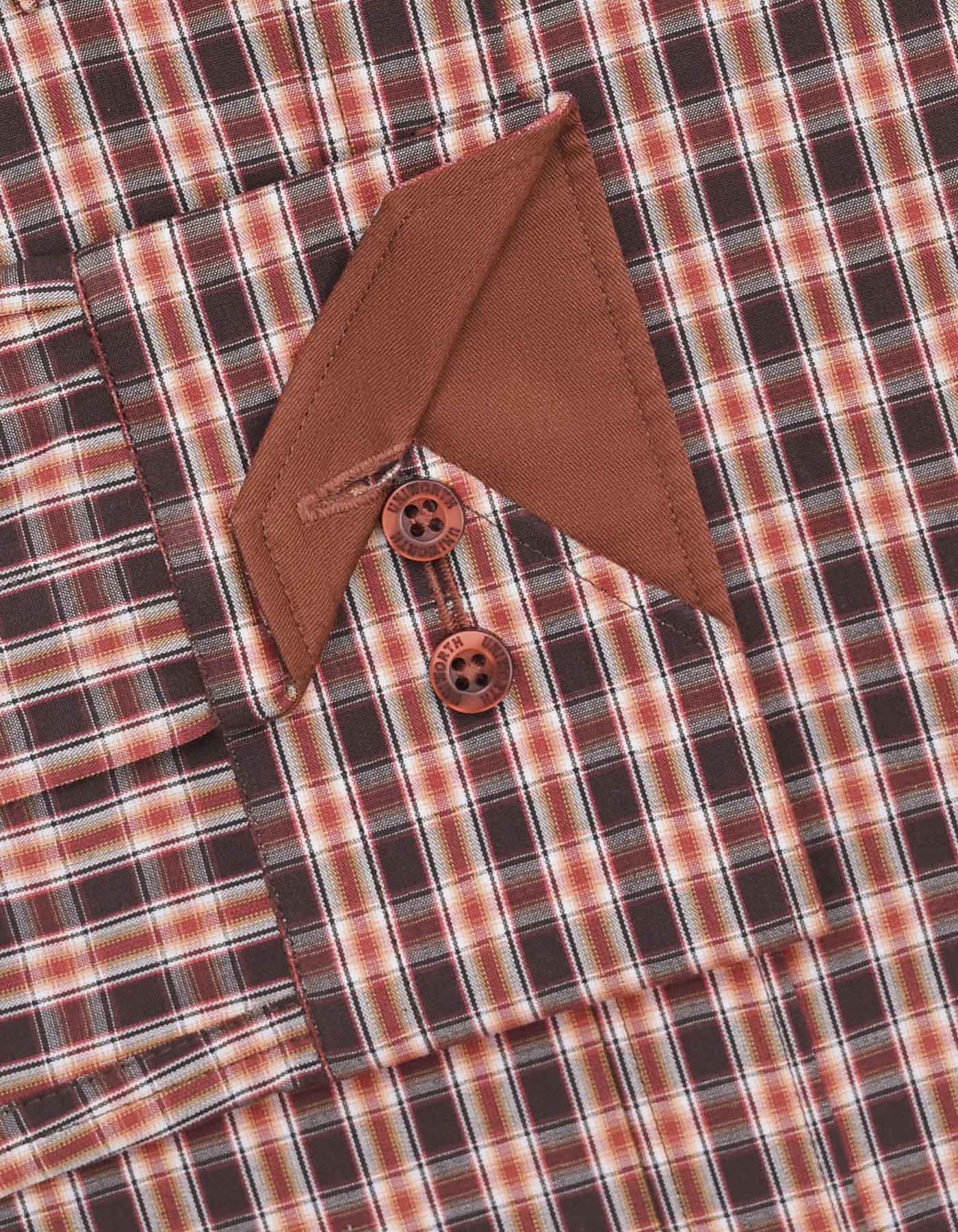 Check Maroon/Brown Classic Fit Shirt FS1053RF-16