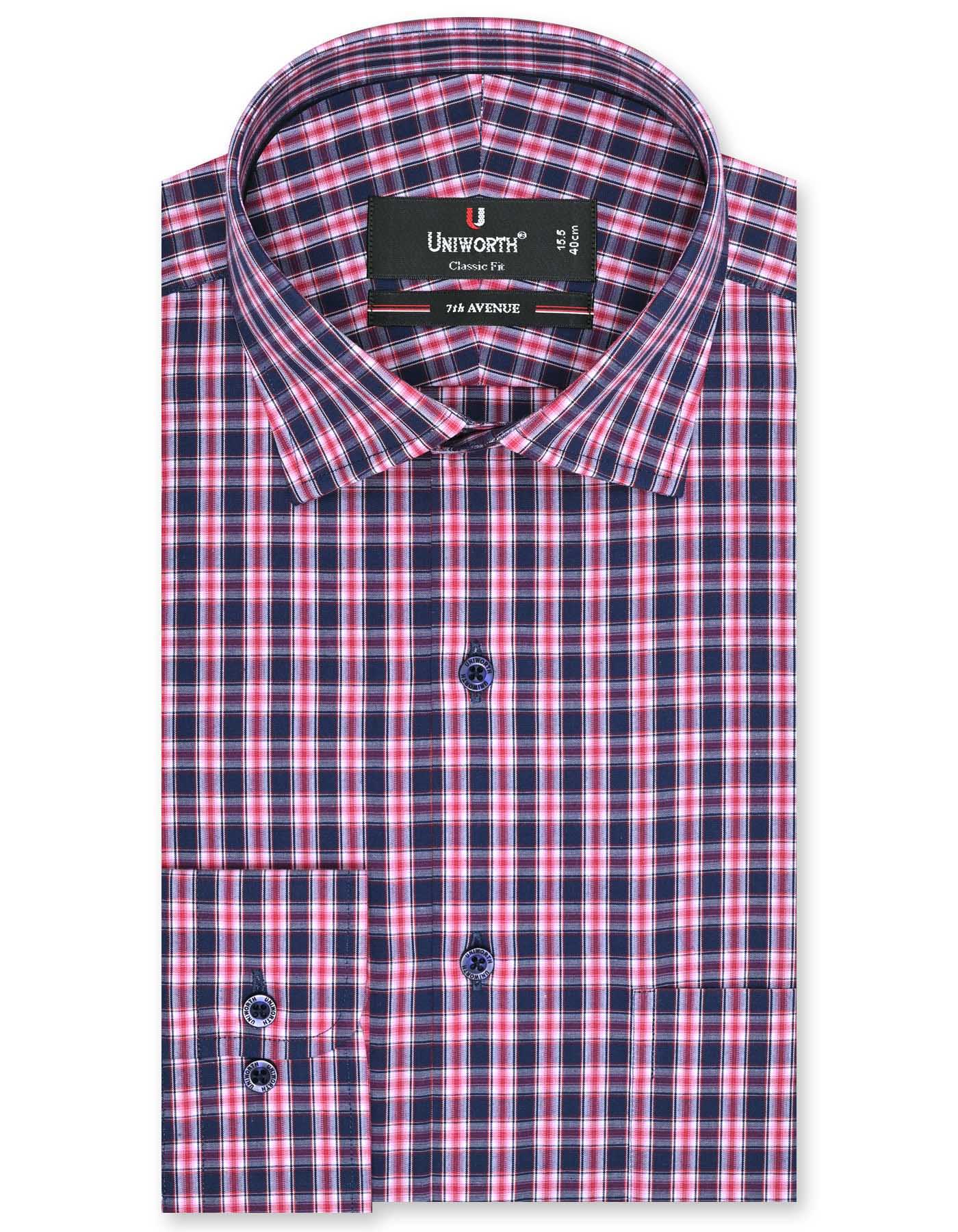 Check Navy Classic Fit Shirt FS1054-1RF-14.5