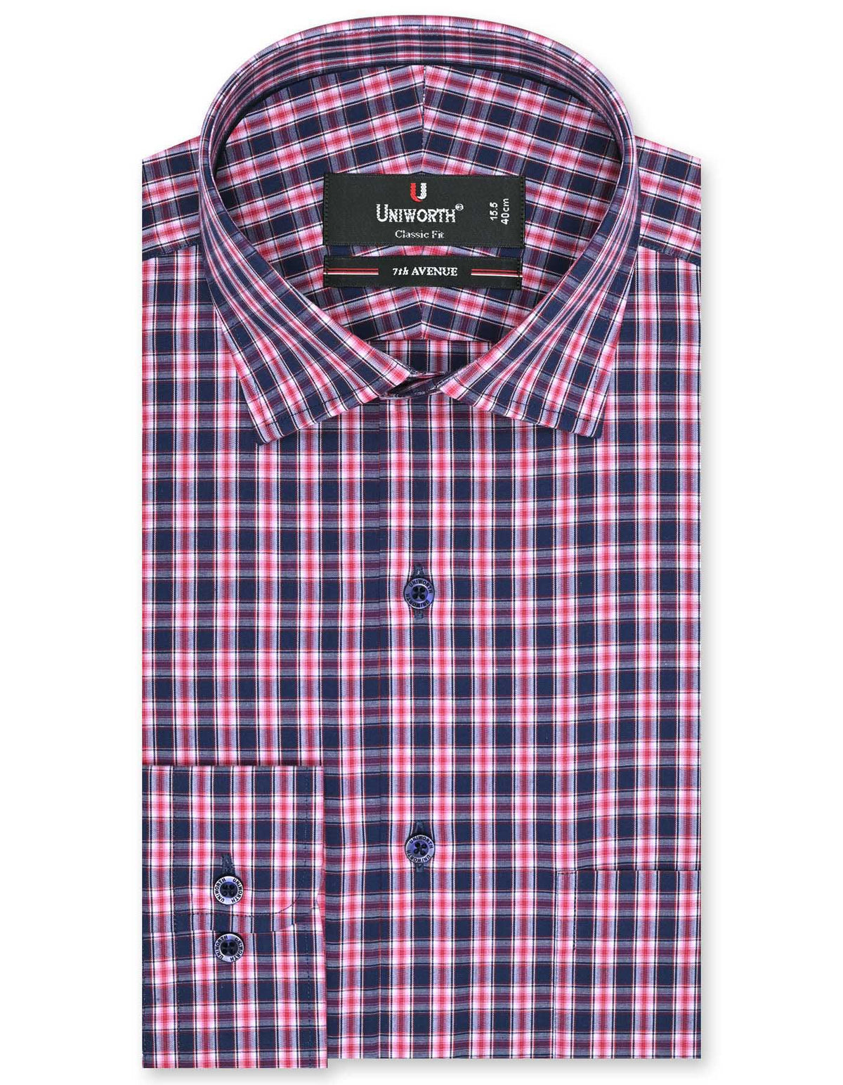 Check Navy Classic Fit Shirt FS1054-1RF-14.5