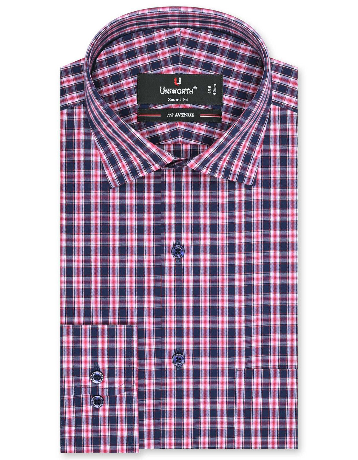 Check Navy Tailored Smart Fit Shirt FS1054-1SF-14.5