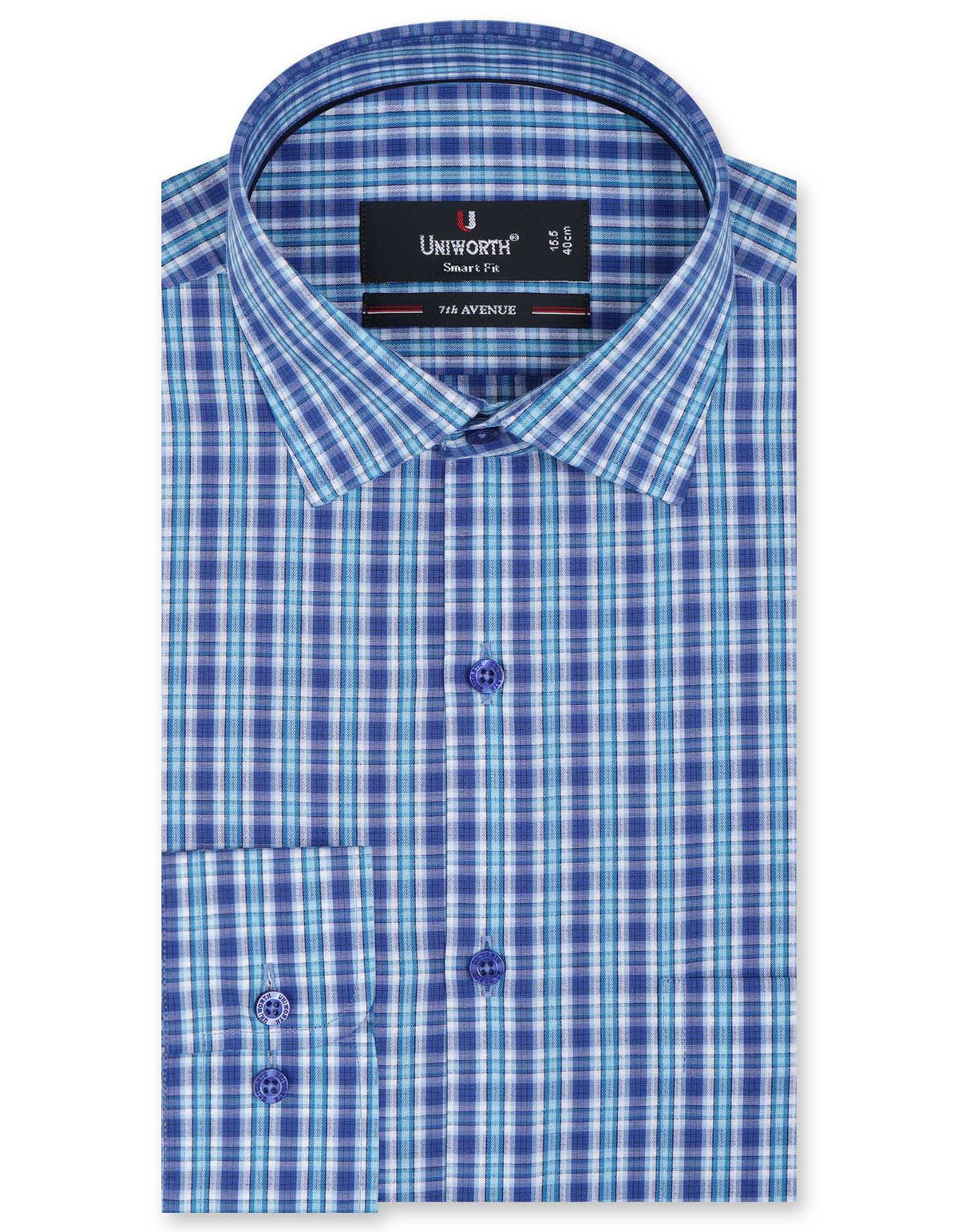 Check Blue Tailored Smart Fit Shirt FS1056SF-14.5
