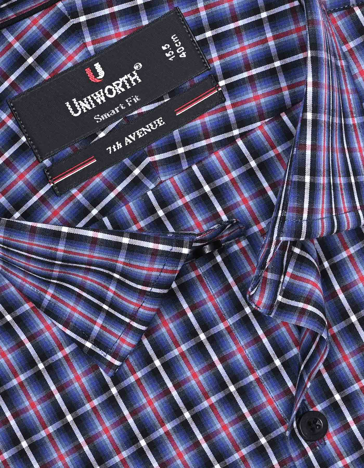 Check Blue Tailored Smart Fit Shirt FS1058SF-15