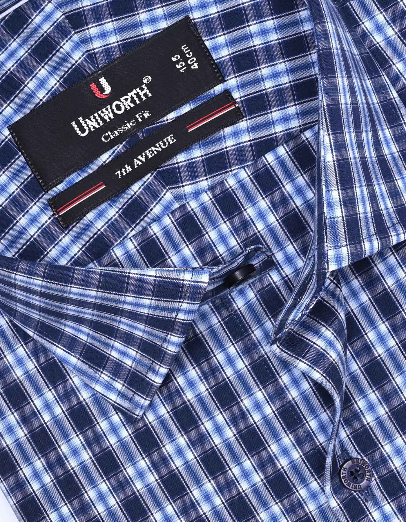 Check Navy Classic Fit Shirt FS1061RF-15