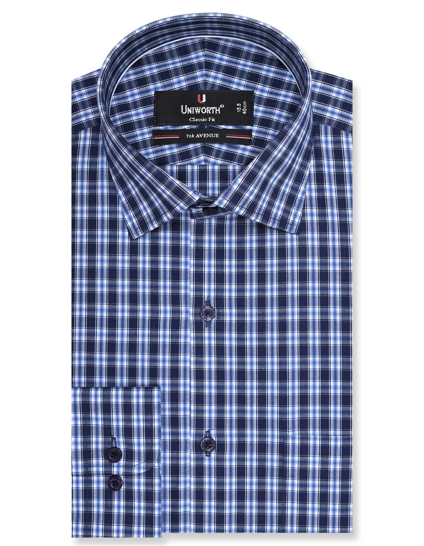 Check Navy Classic Fit Shirt FS1061RF-14.5