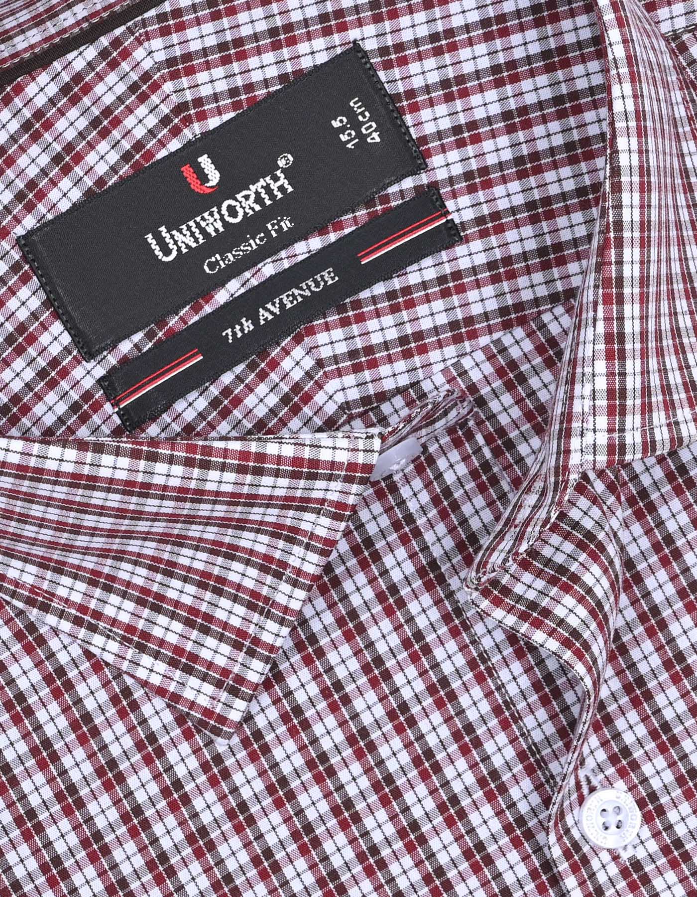 Check Maroon Classic Fit Shirt FS1062RF-15
