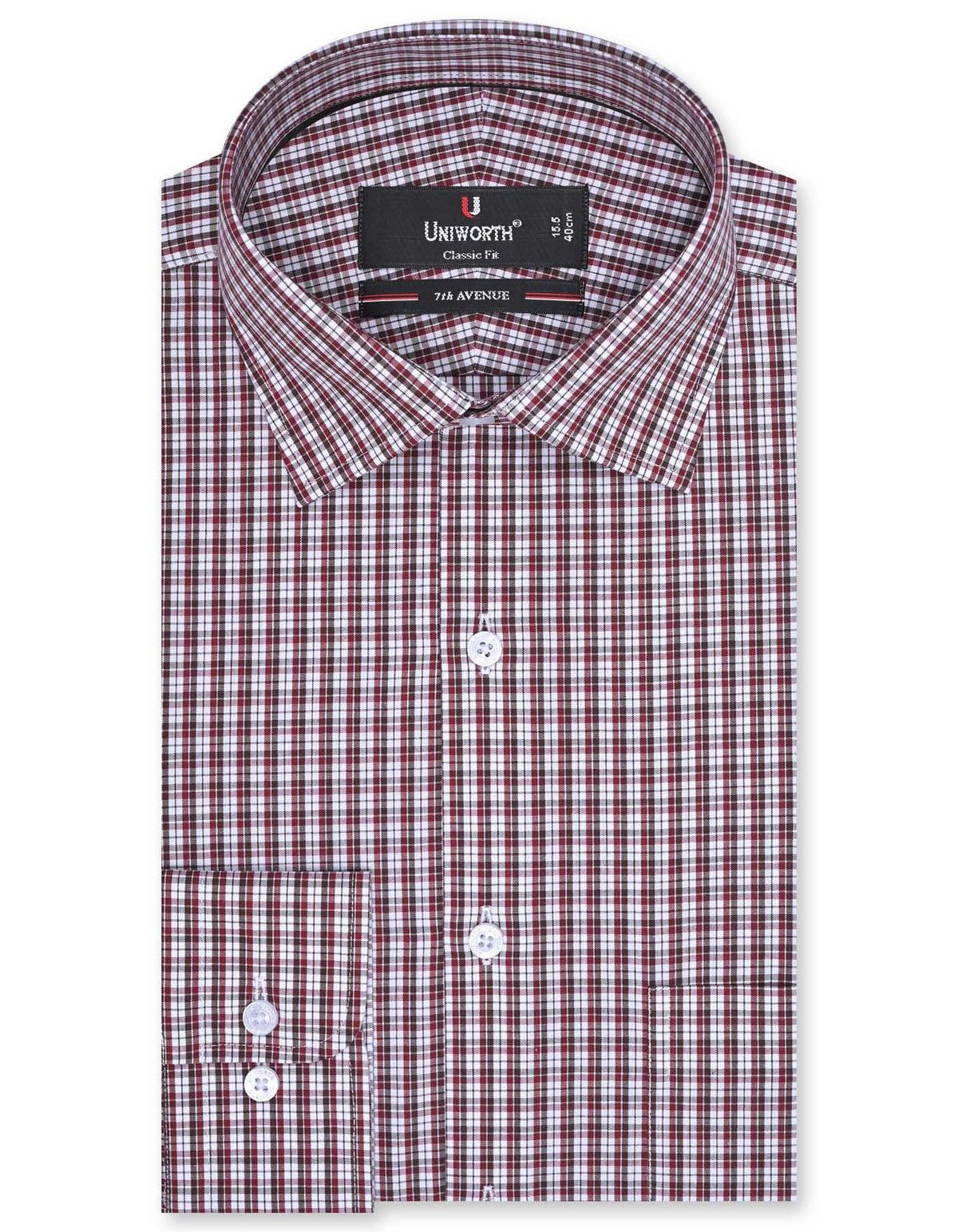 Check Maroon Classic Fit Shirt FS1062RF-14.5