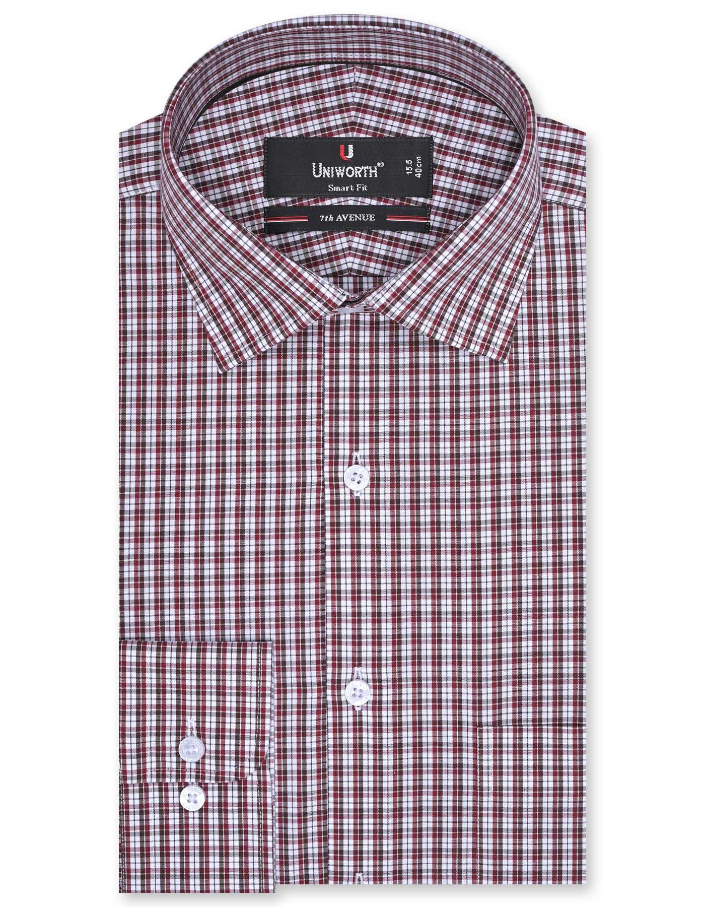 Check Maroon Tailored Smart Fit Shirt FS1062SF-14.5