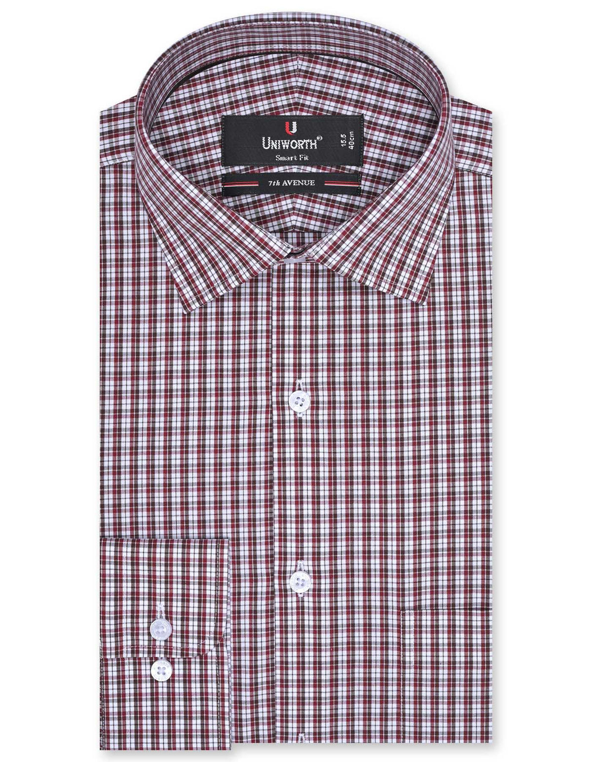 Check Maroon Tailored Smart Fit Shirt FS1062SF-14.5