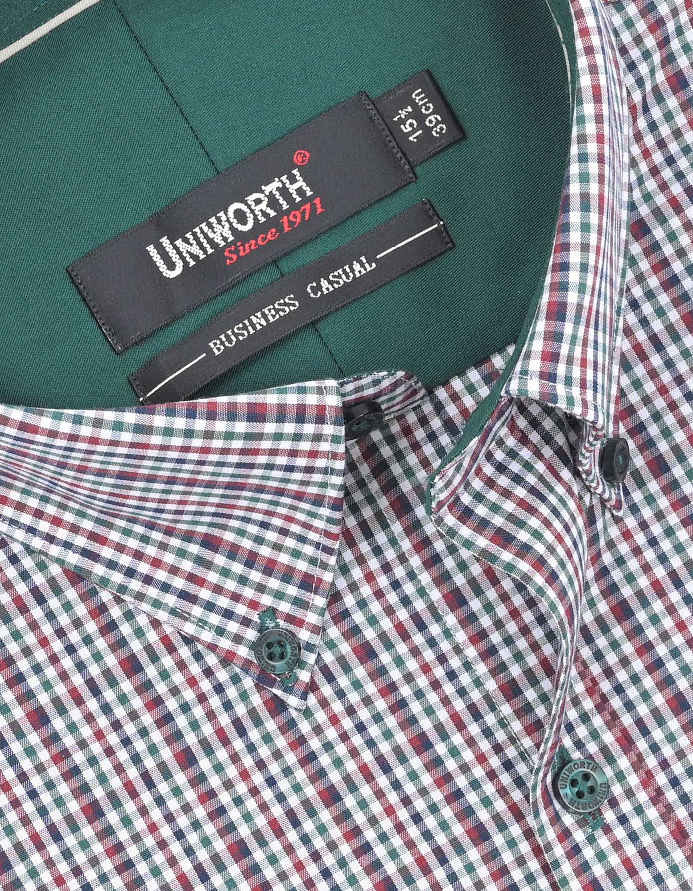 Check Green/Maroon Classic Fit Shirt FS1064RF-15