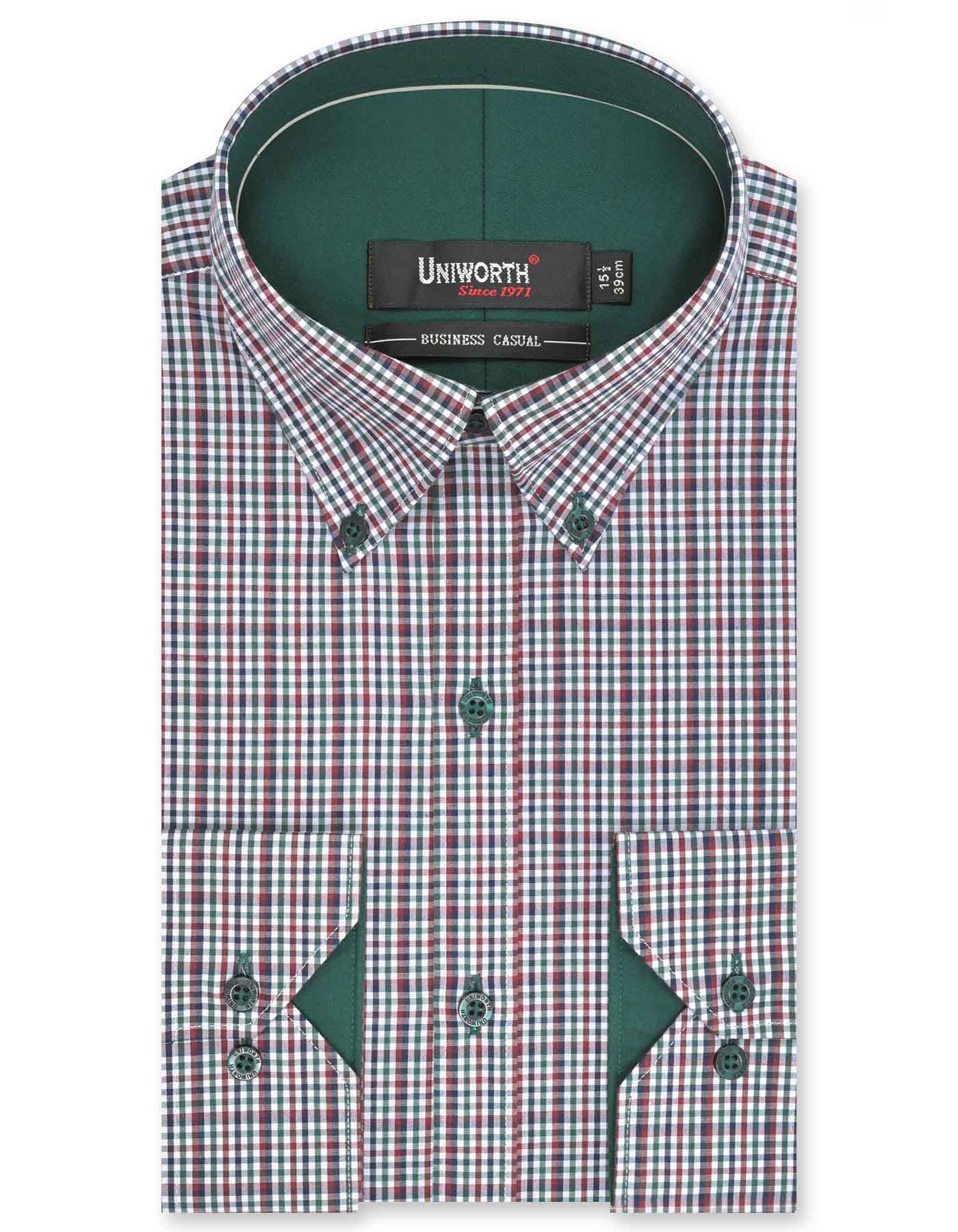 Check Green/Maroon Classic Fit Shirt FS1064RF-14.5