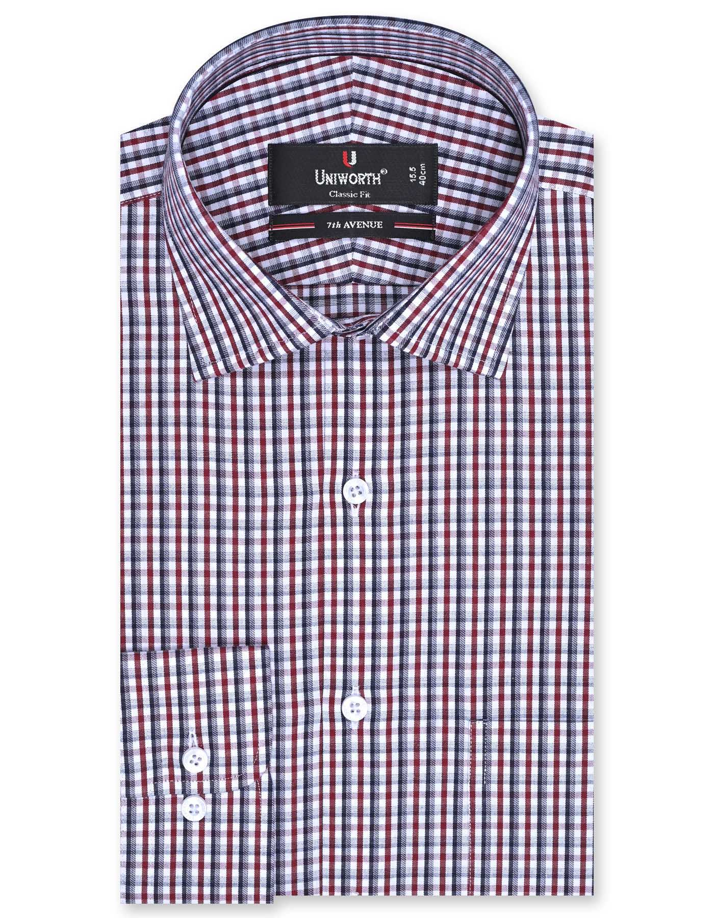 Check Maroon Classic Fit Shirt FS1065RF-14.5