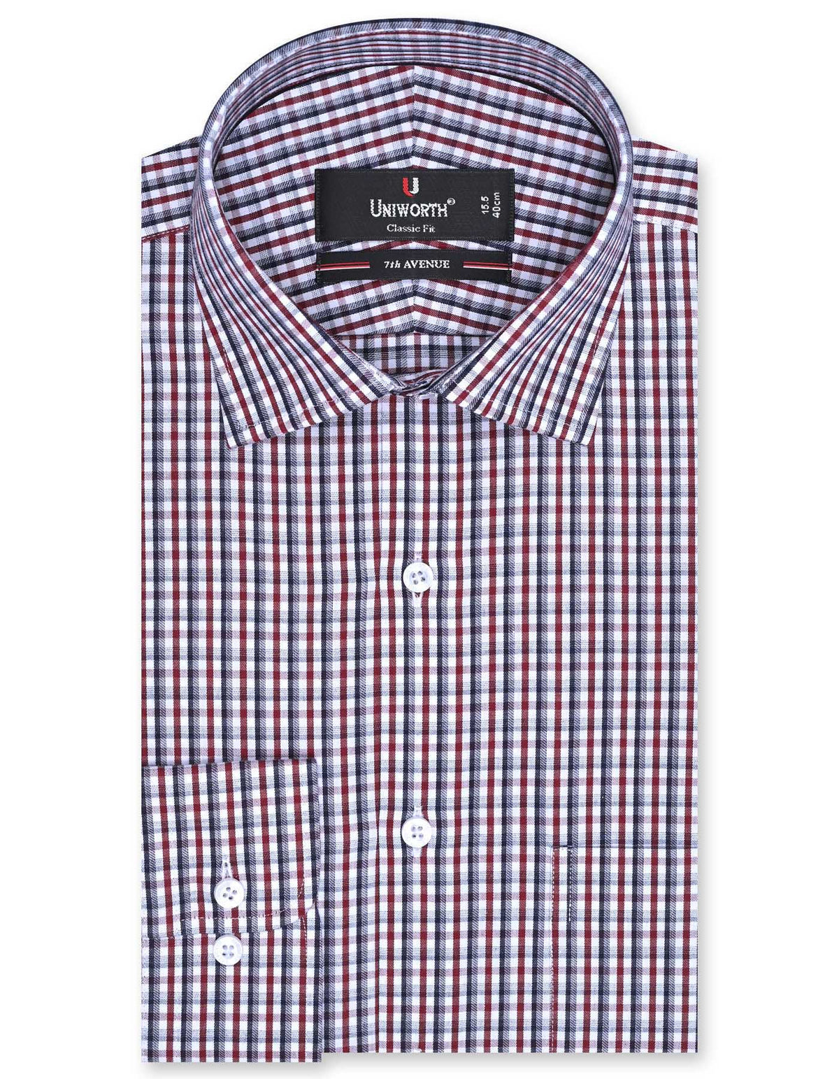 Check Maroon Classic Fit Shirt FS1065RF-14.5