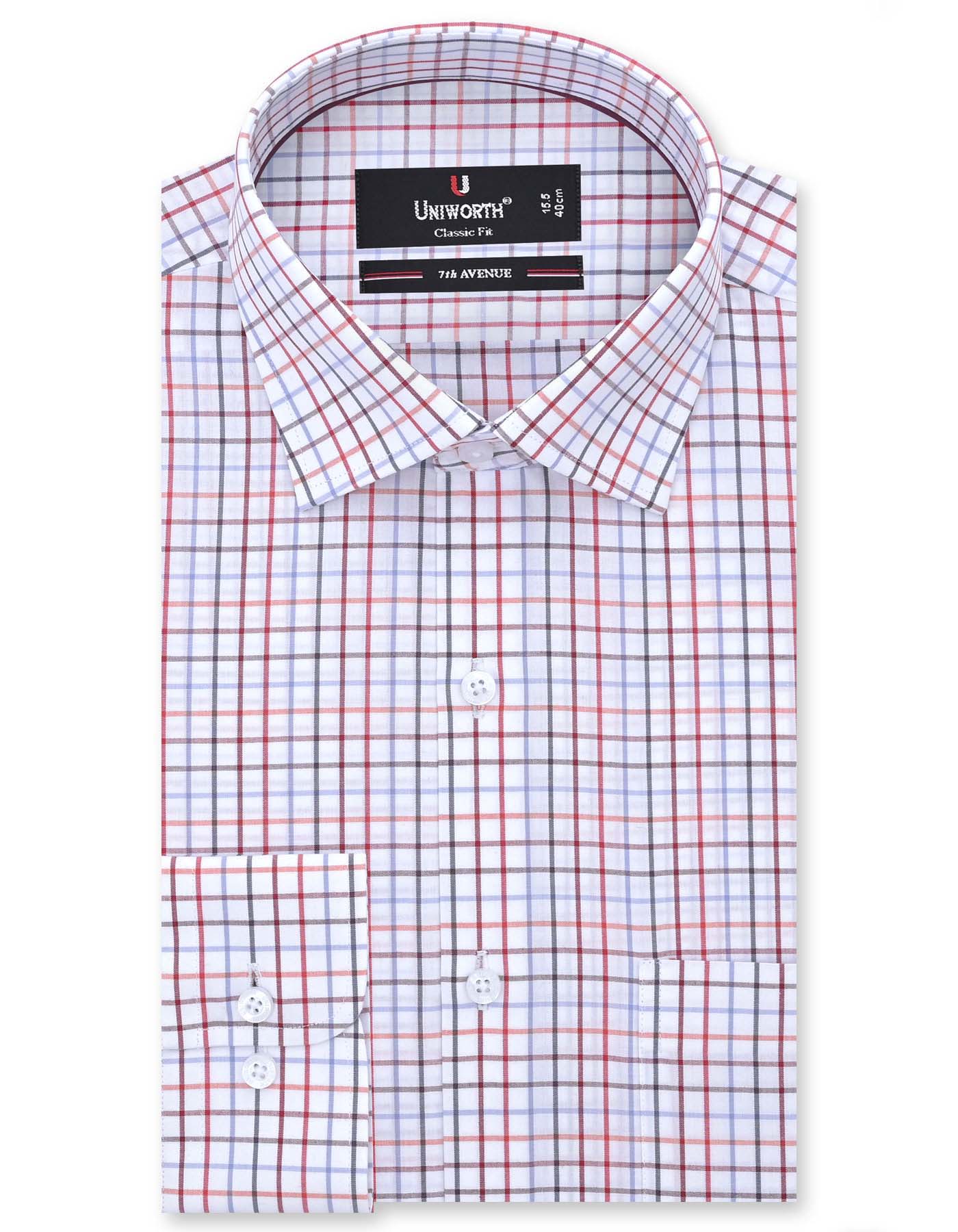 Check Maroon Classic Fit Shirt FS1071RF-14.5