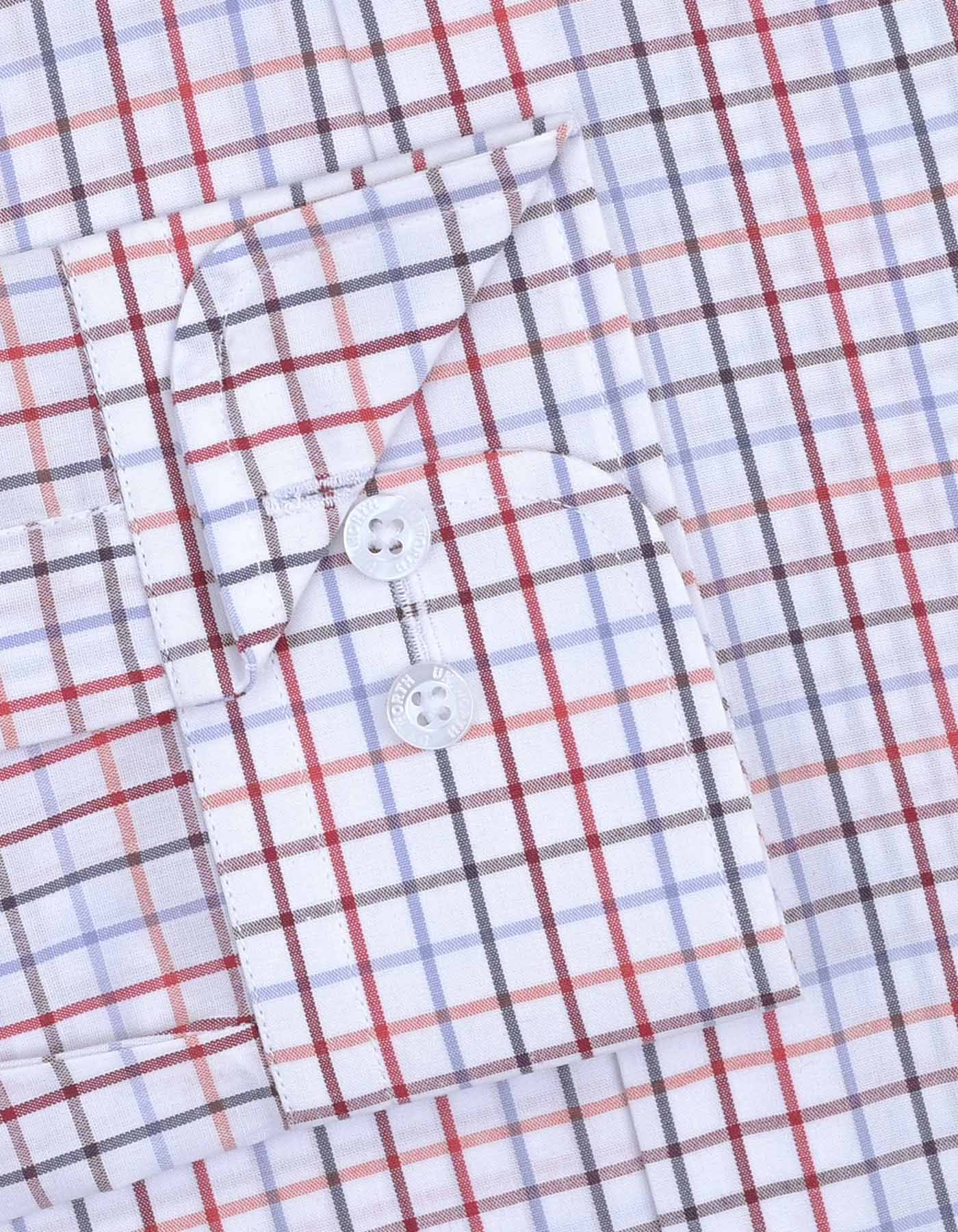 Check Maroon Tailored Smart Fit Shirt FS1071SF-15.5