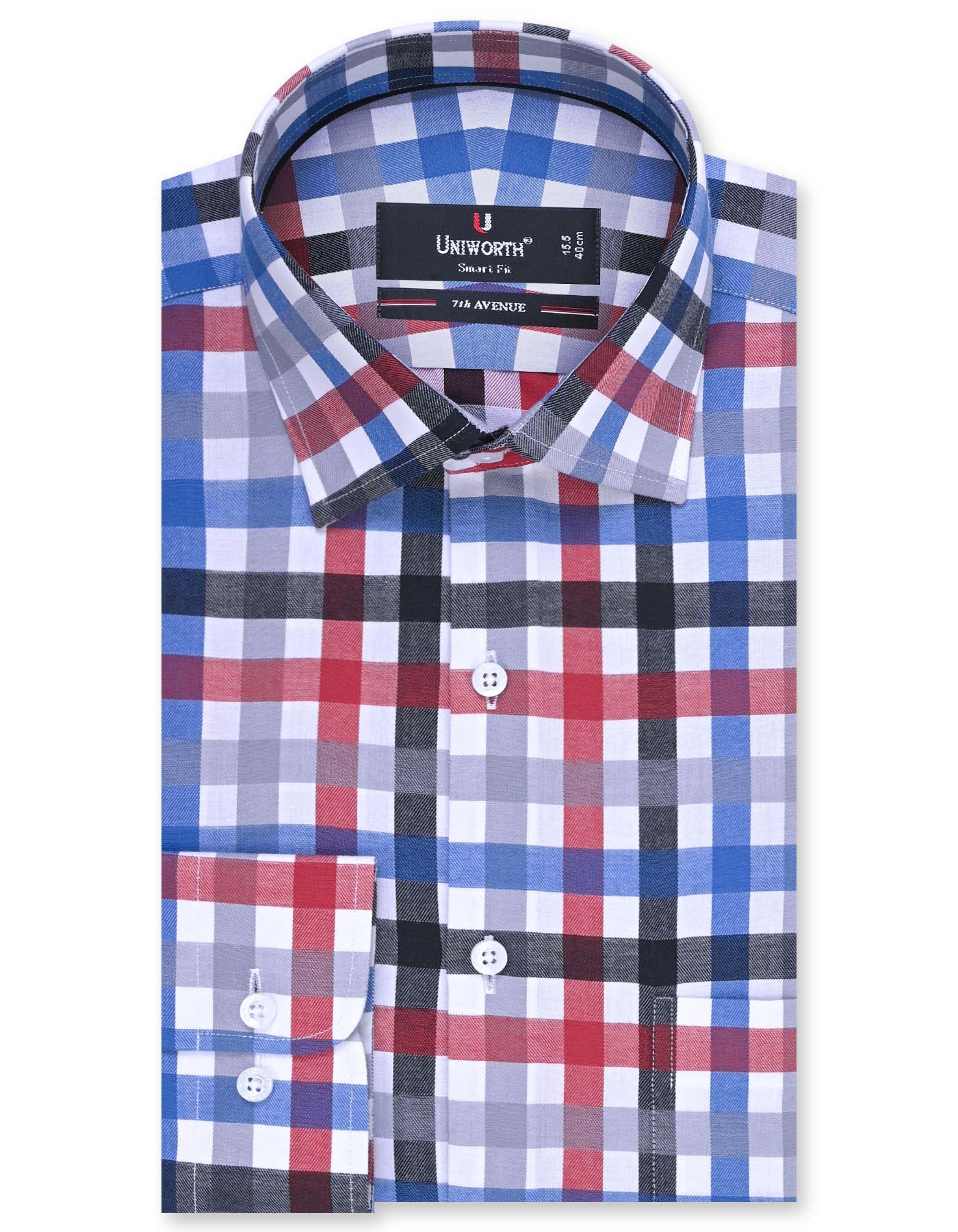 Check Navy Tailored Smart Fit Shirt FS1073SF-14.5