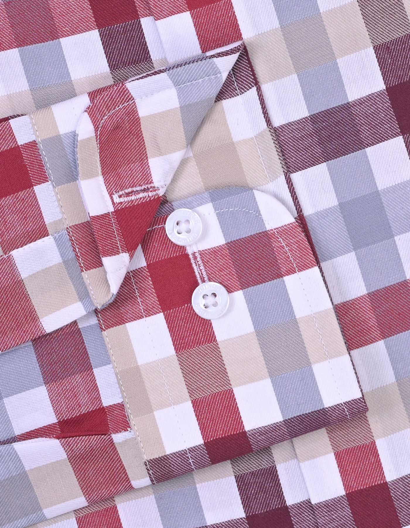 Check Maroon Tailored Smart Fit Shirt FS1074SF-15.5