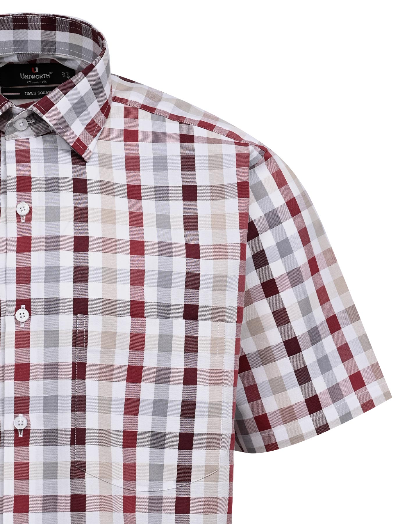 Check Maroon Tailored Smart Fit Shirt FS1074SH-15.5