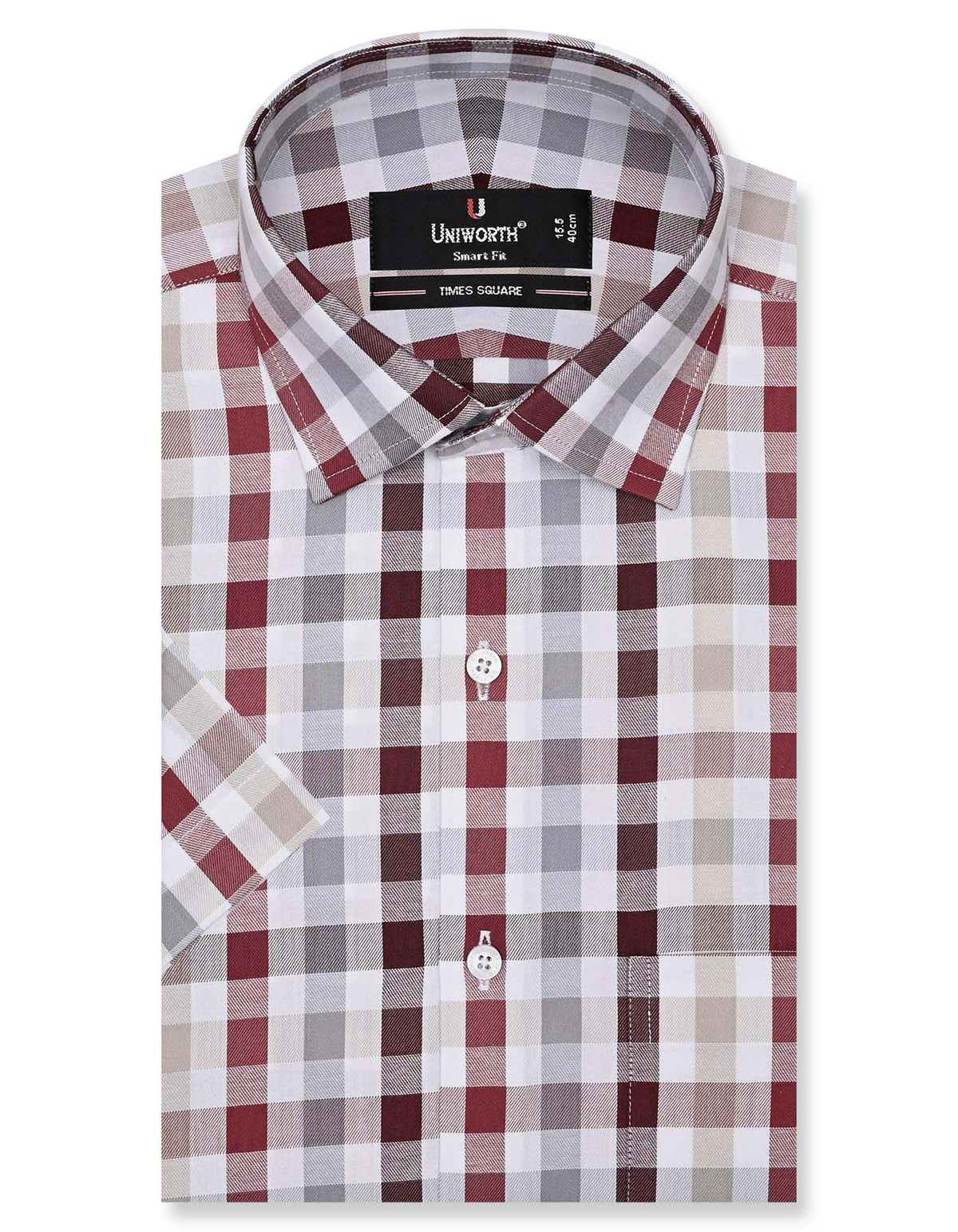 Check Maroon Tailored Smart Fit Shirt FS1074SH-14.5