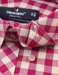 Check Burgundy Tailored Smart Fit Shirt FS1078-1SF-15.5