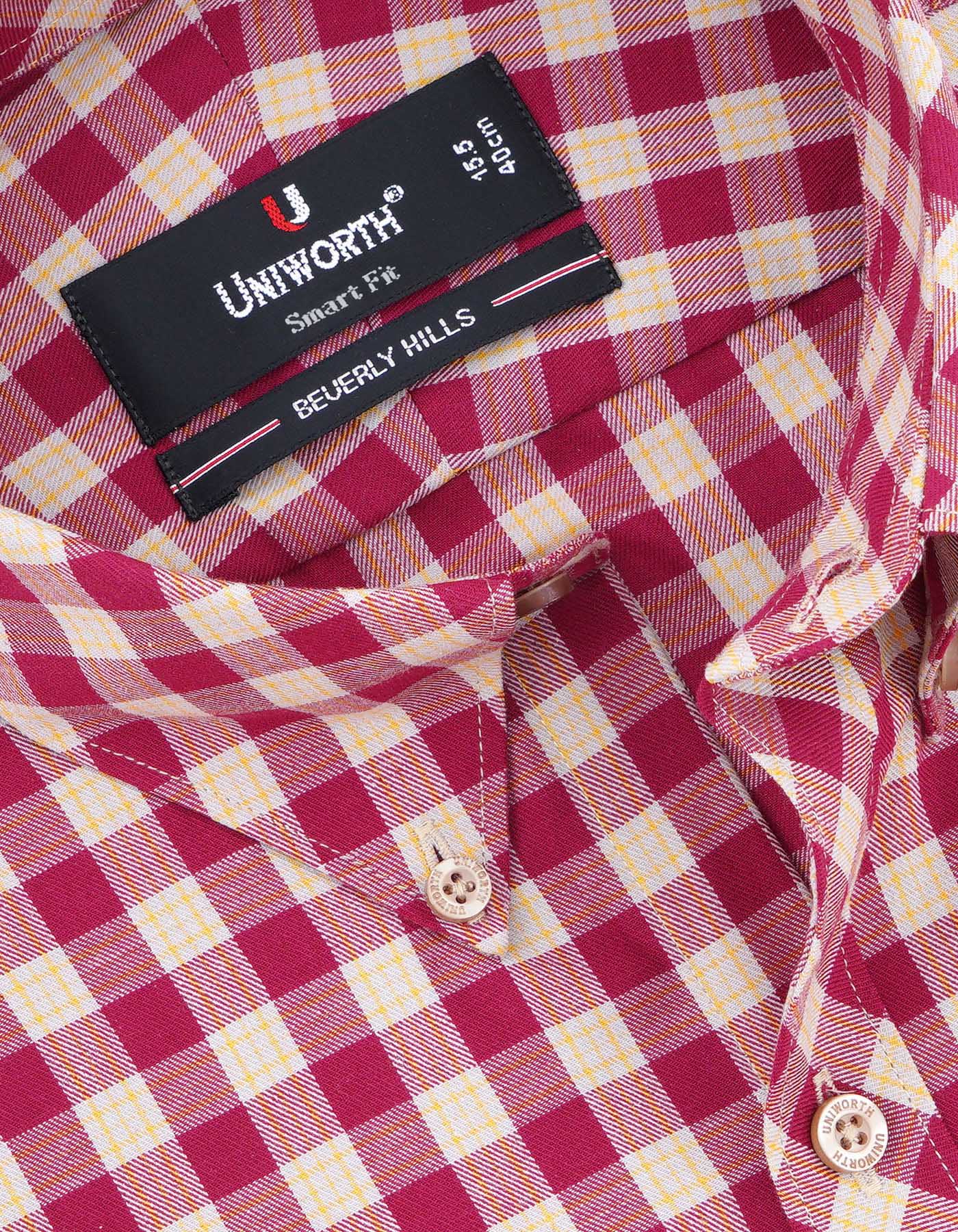 Check Burgundy Tailored Smart Fit Shirt FS1078-1SF-15