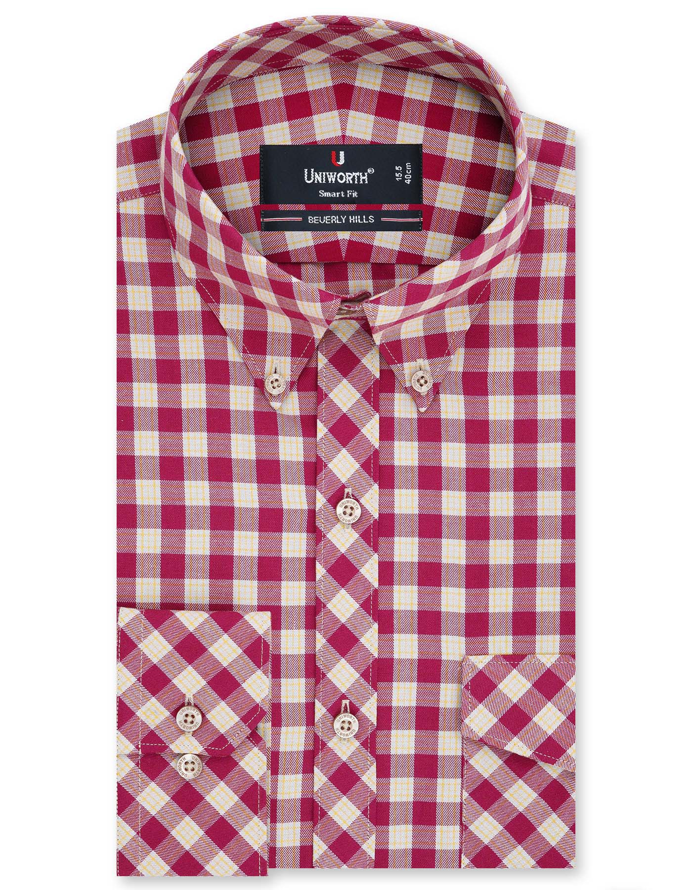 Check Burgundy Tailored Smart Fit Shirt FS1078-1SF-14.5