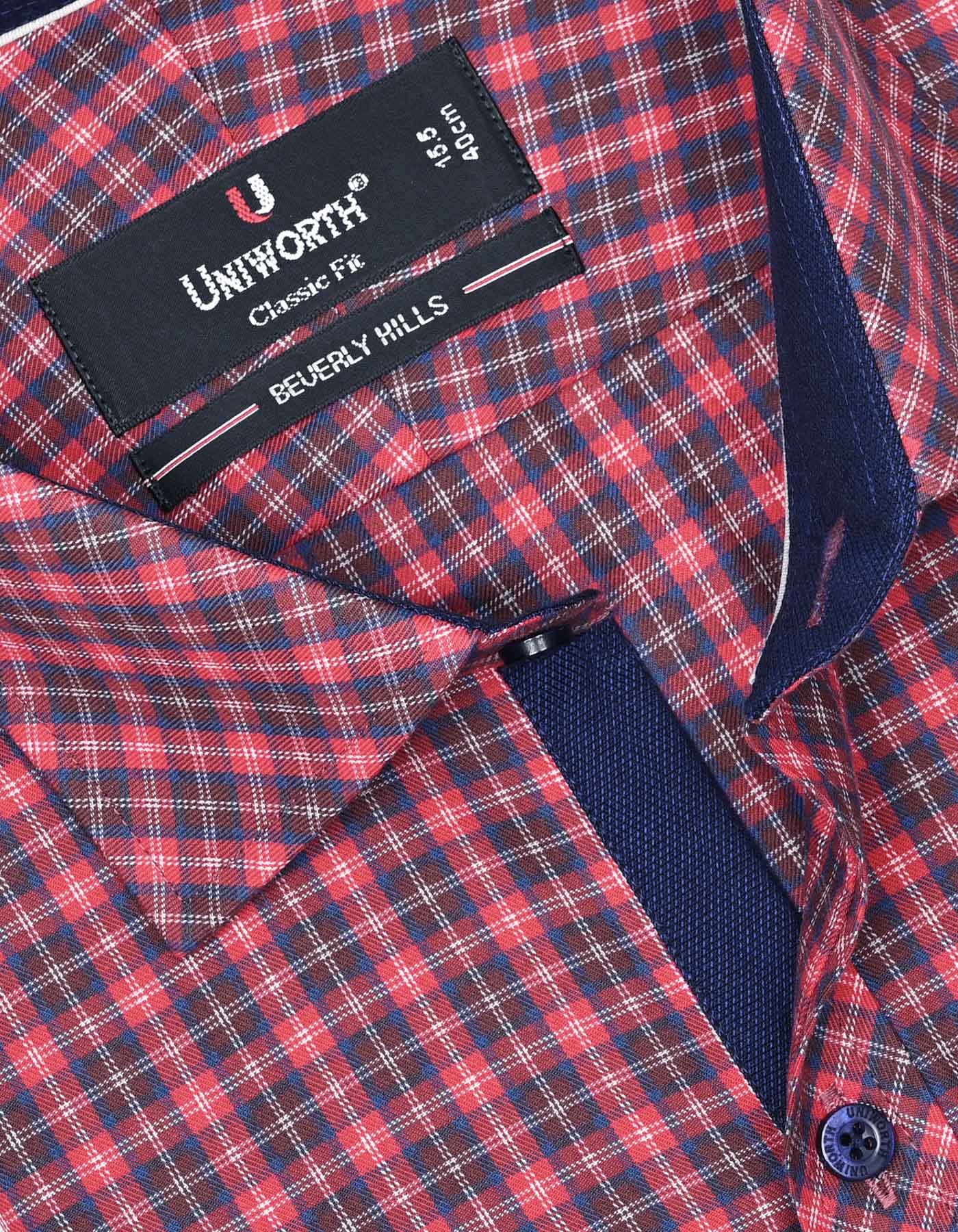Check Red Classic Fit Shirt FS1080RF-15