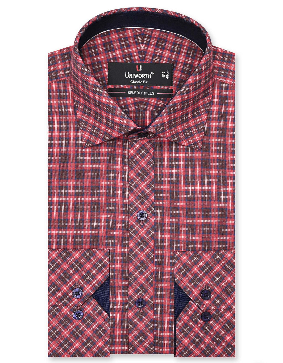 Check Red Classic Fit Shirt FS1080RF-14.5