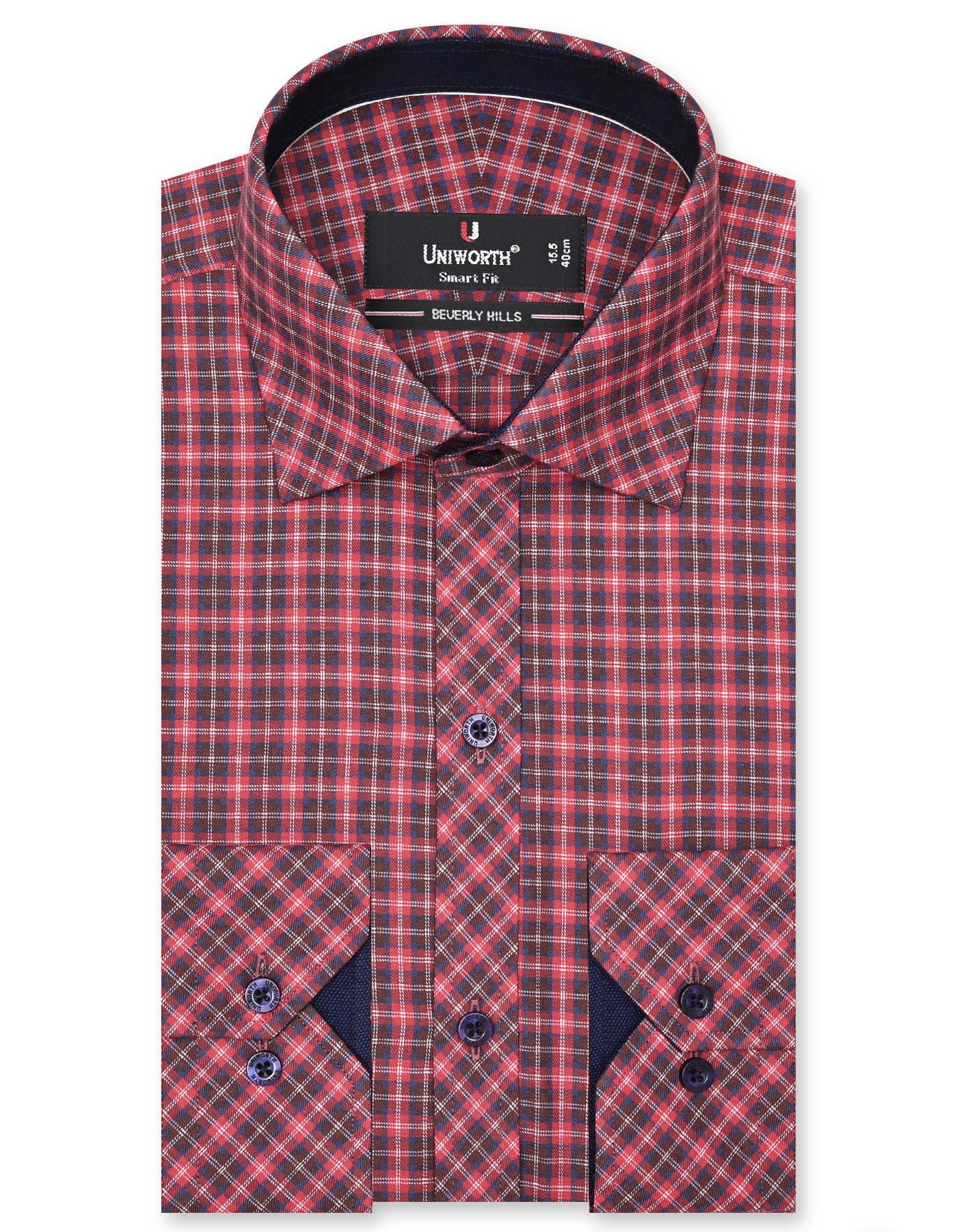 Check Red Tailored Smart Fit Shirt FS1080SF-14.5