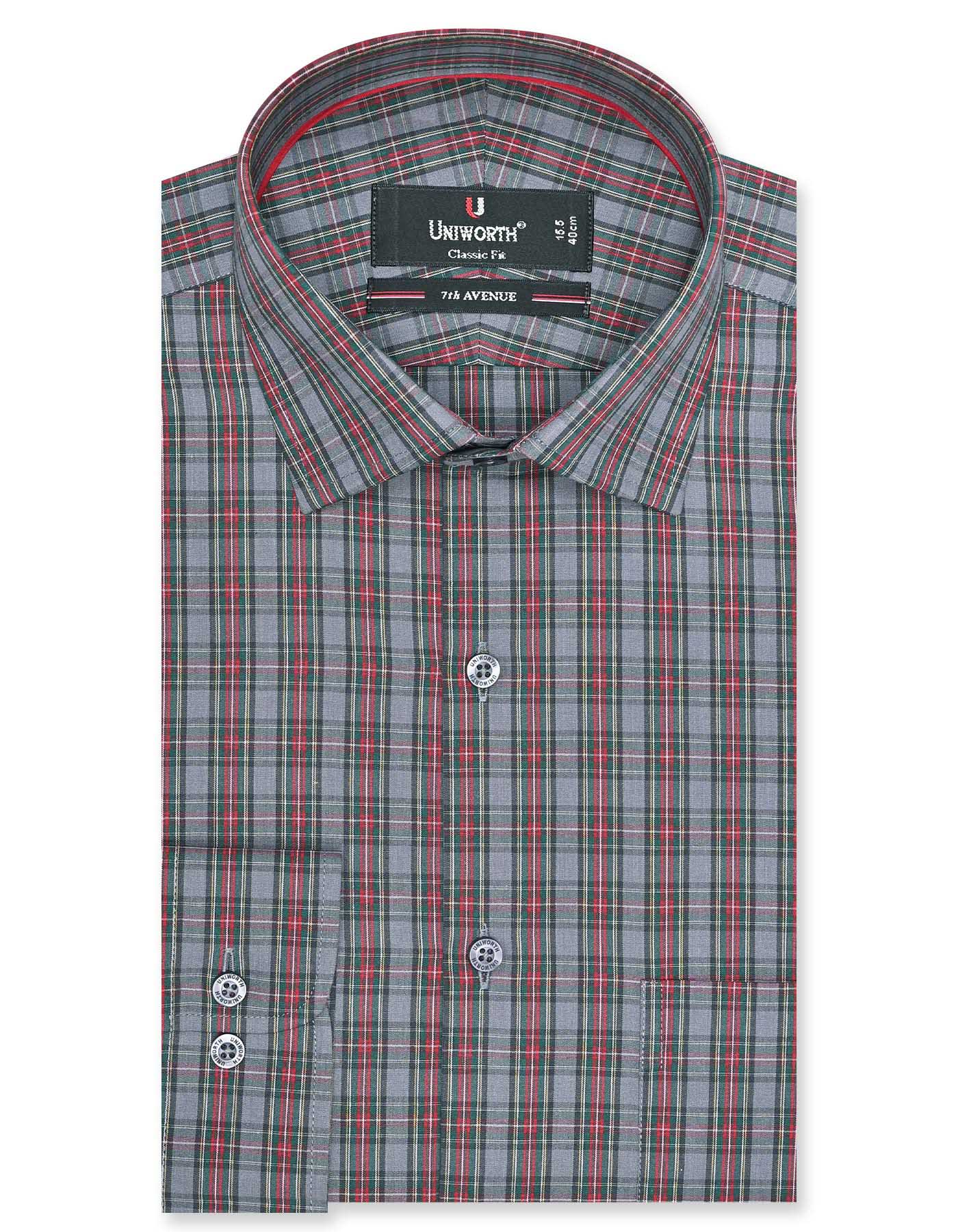 Check Grey Classic Fit Shirt FS1086RF-14.5