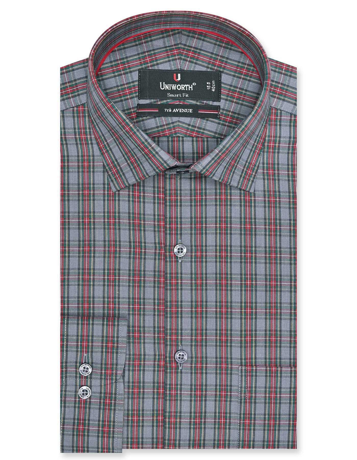 Check Grey Tailored Smart Fit Shirt FS1086SF-14.5