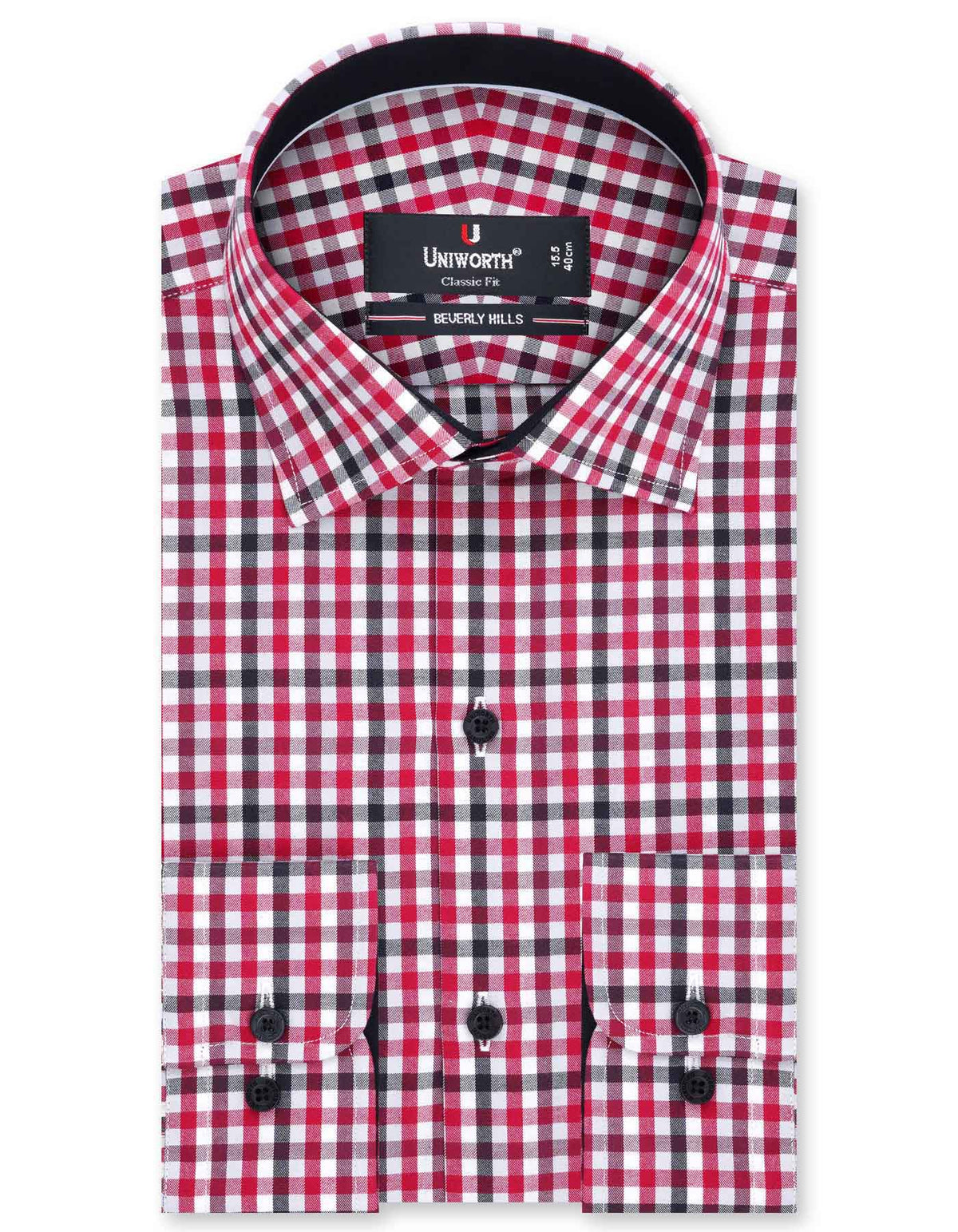 Check Maroon Classic Fit Shirt FS1087RF-14.5