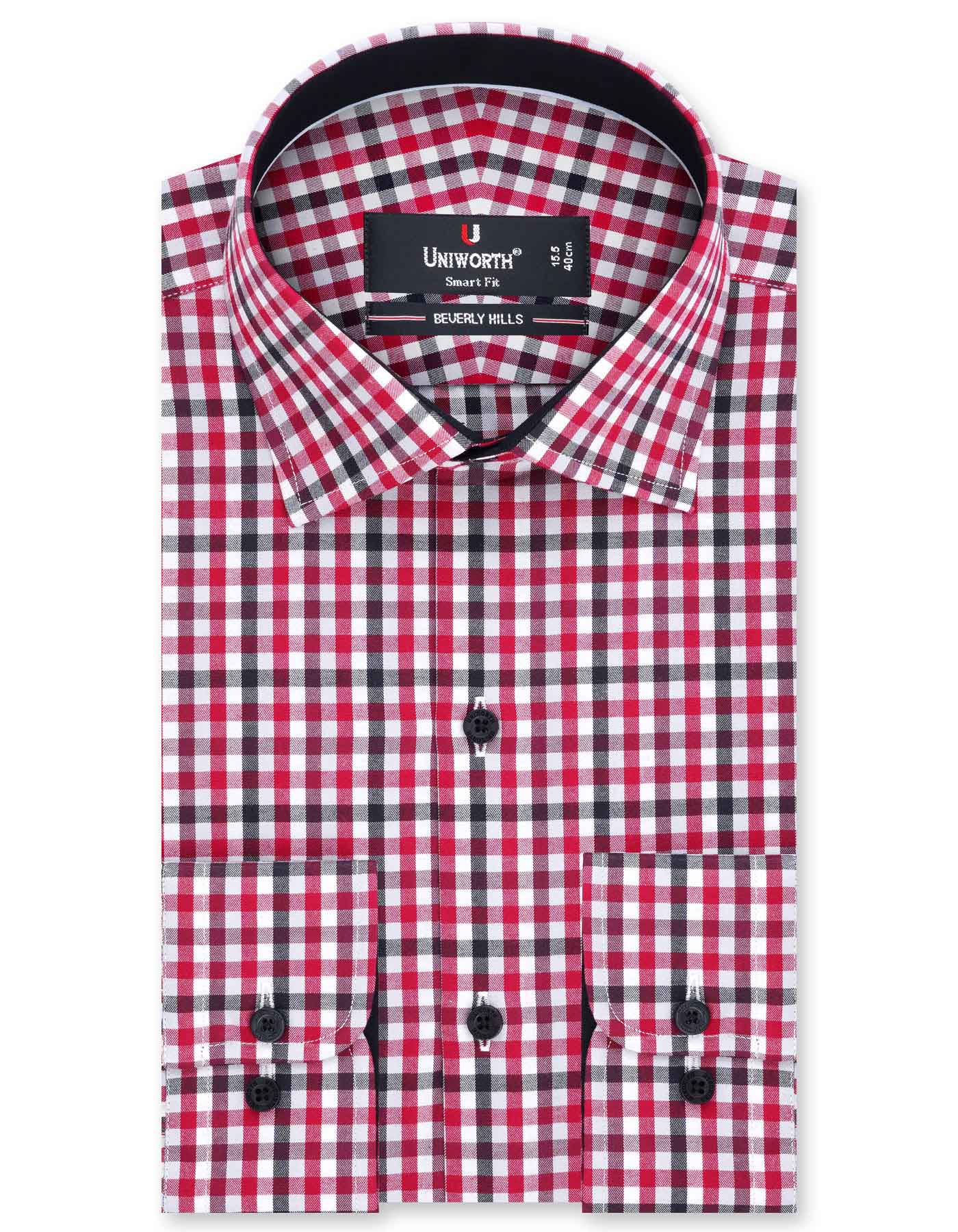 Check Maroon Tailored Smart Fit Shirt FS1087SF-14.5