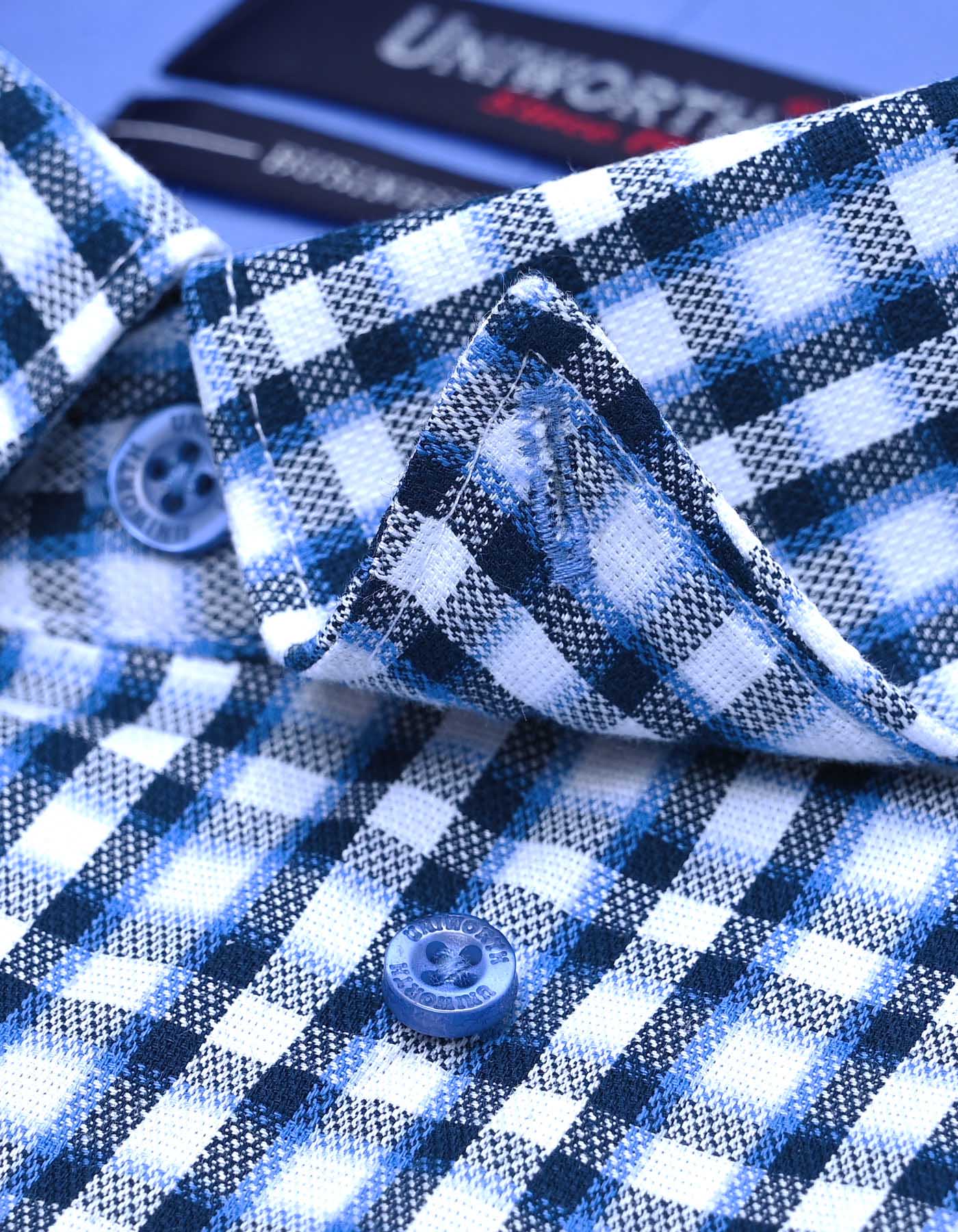 Check Blue Tailored Smart Fit Shirt FS1094SF-15.5