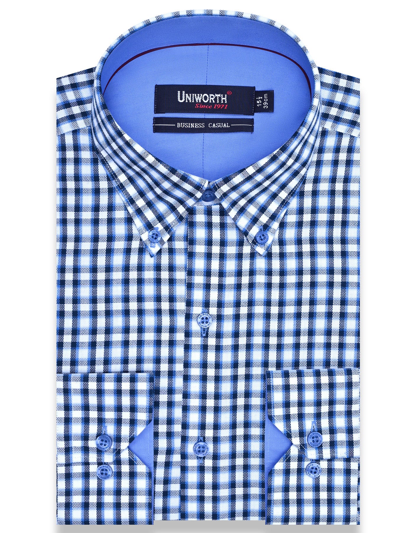 Check Blue Tailored Smart Fit Shirt FS1094SF-14.5