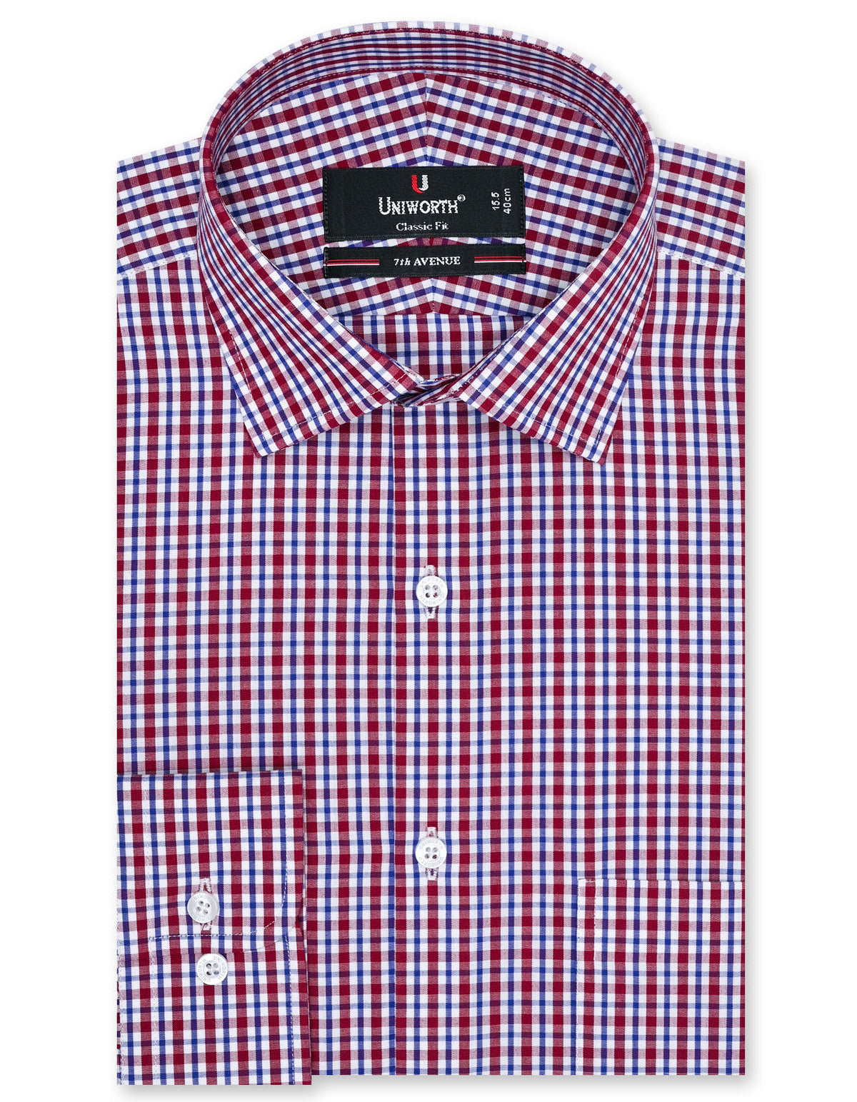 Check Maroon Classic Fit Shirt FS1097RF-14.5