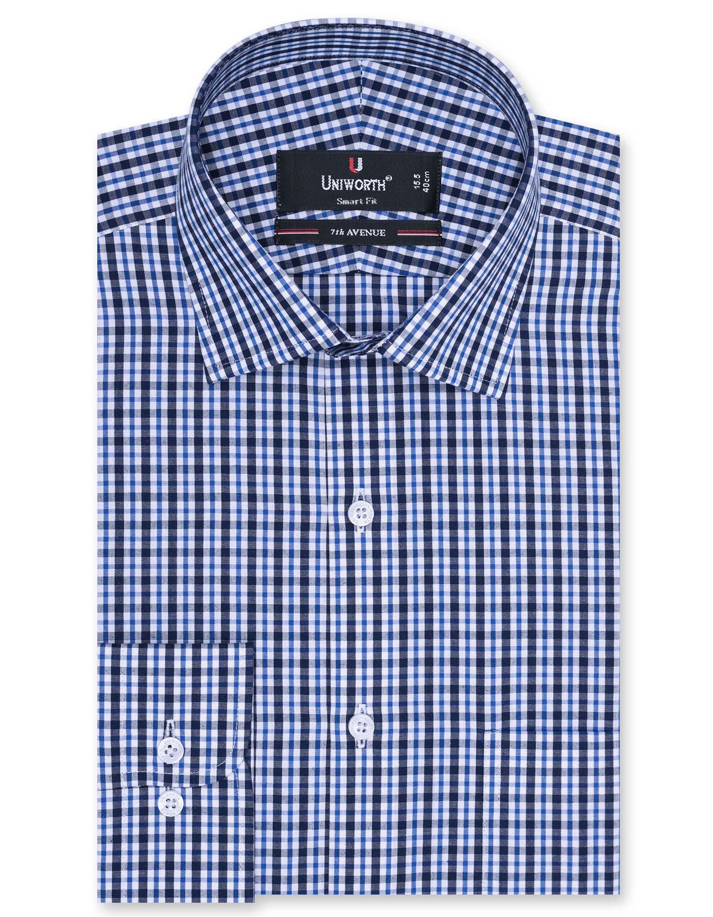 Check Navy Tailored Smart Fit Shirt FS1098-1SF-14.5