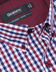 Check Maroon Tailored Smart Fit Shirt FS1102SF-15