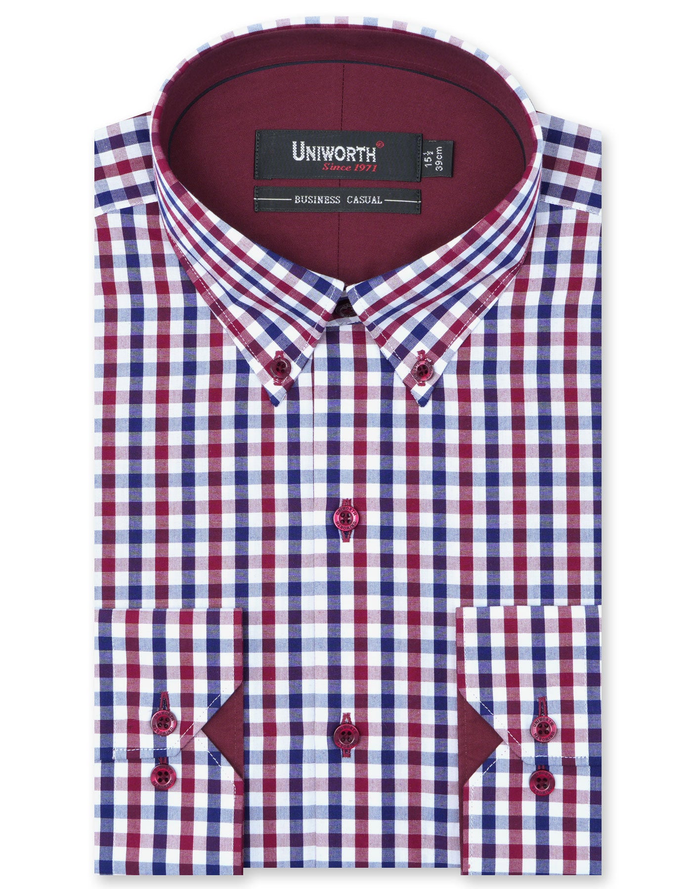 Check Maroon Tailored Smart Fit Shirt FS1102SF-14.5