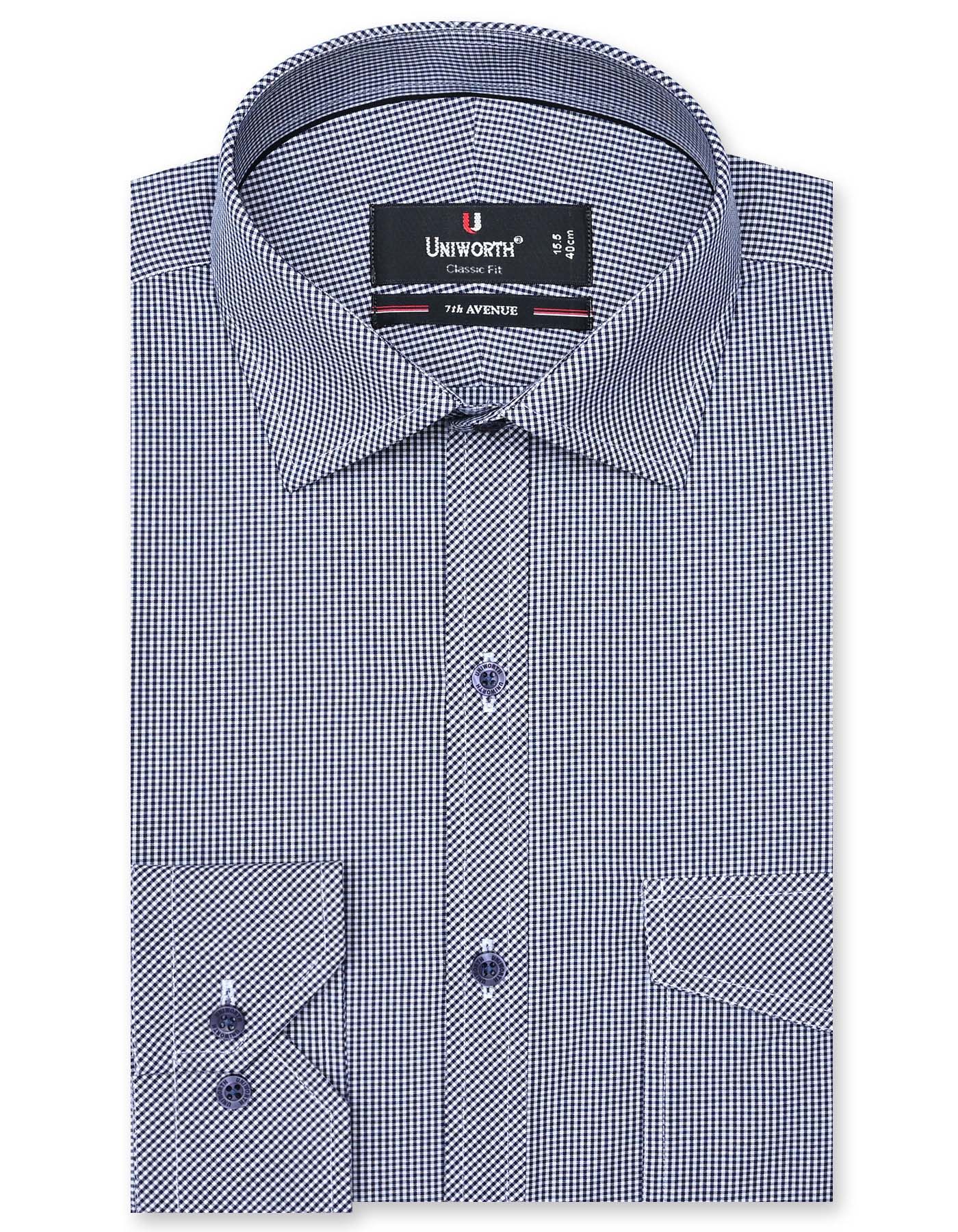 Check Navy Classic Fit Shirt FS1104RF-14.5