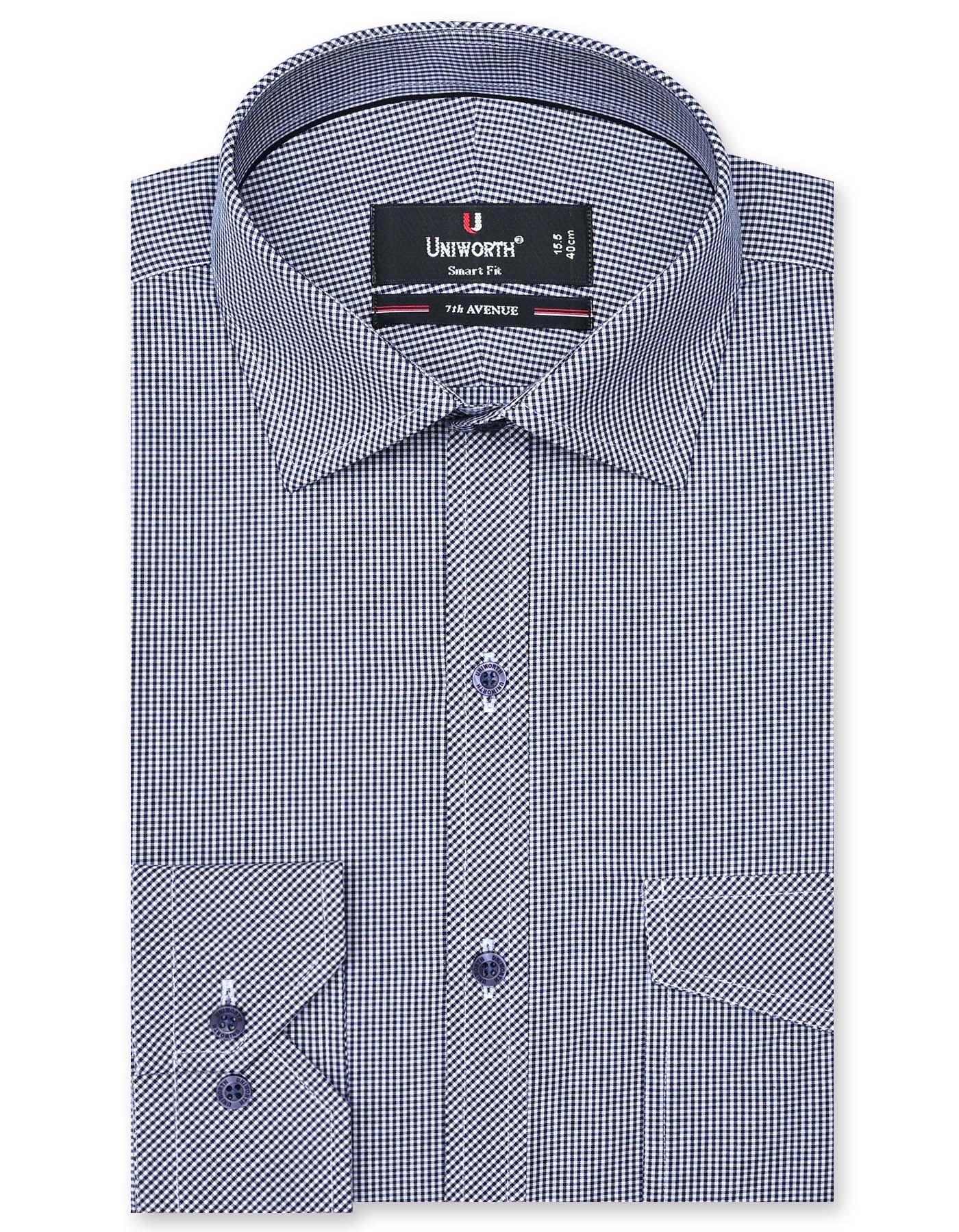 Check Navy Tailored Smart Fit Shirt FS1104SF-14.5