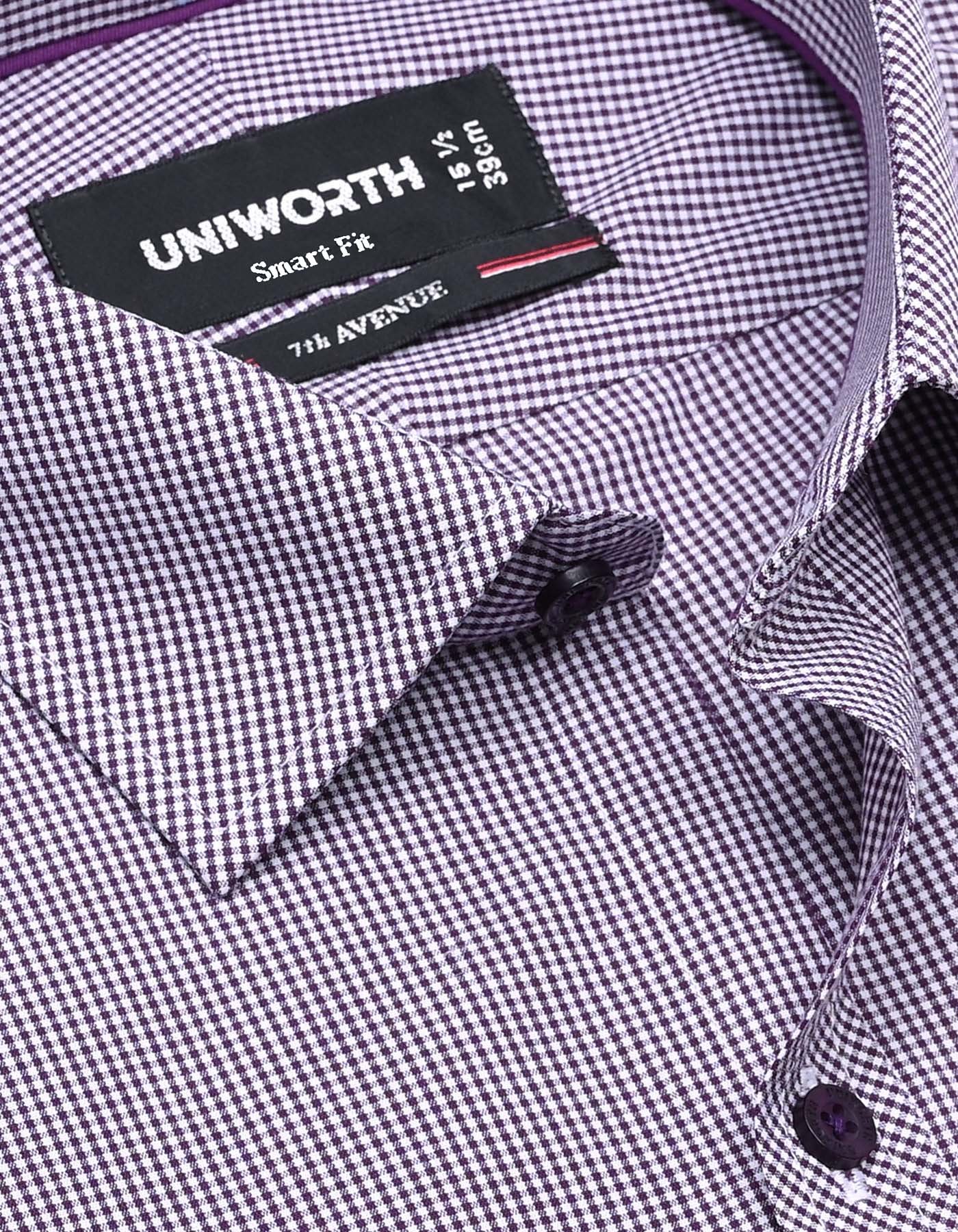 Check Purple Tailored Smart Fit Shirt FS1105SF-15
