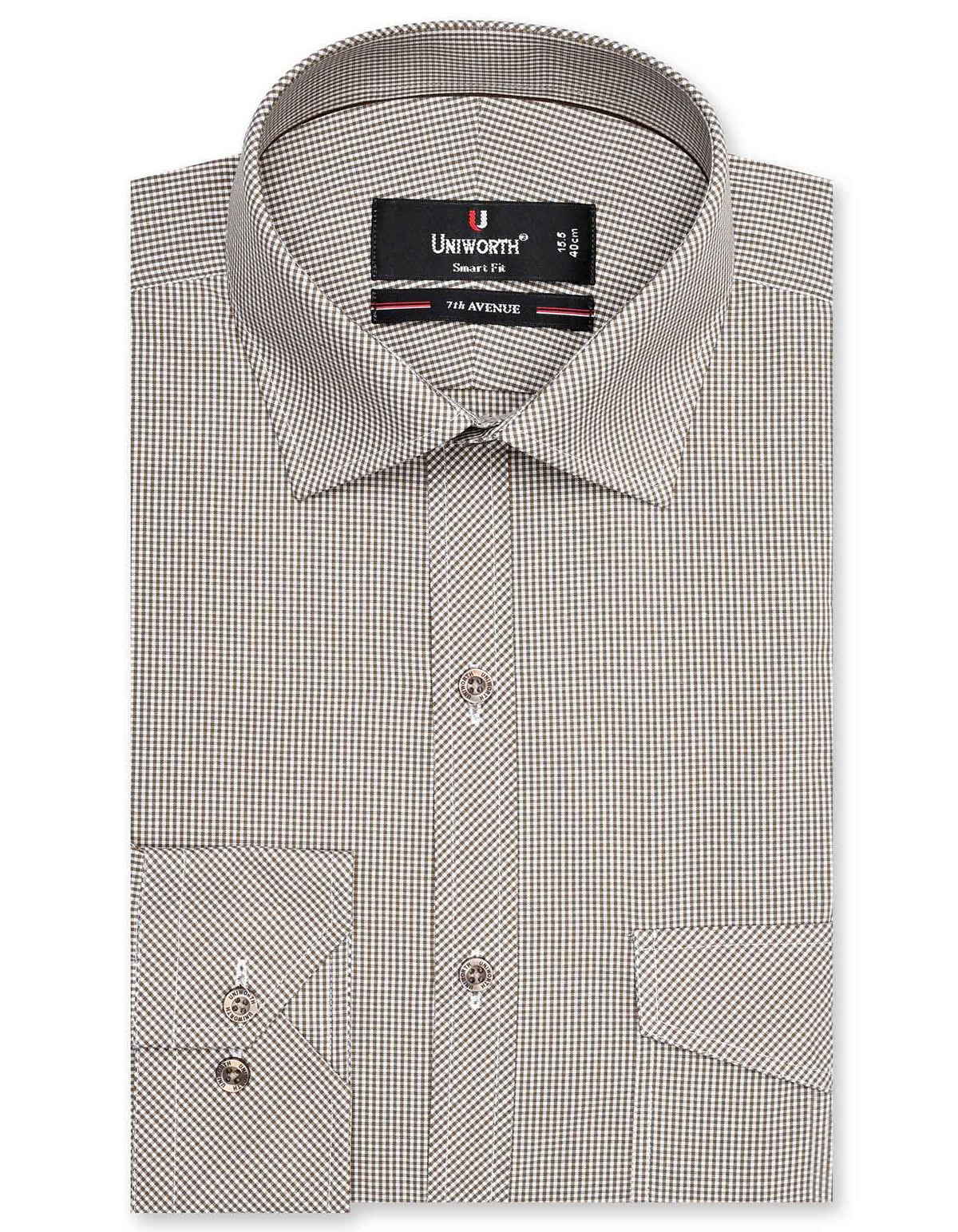 Check Khaki Tailored Smart Fit Shirt FS1106SF-14.5