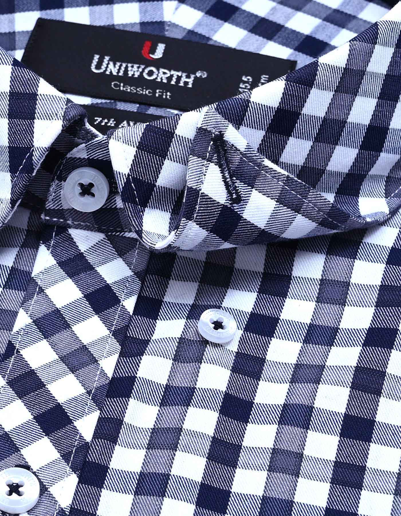 Check Navy Classic Fit Shirt FS1110-1RF-15.5