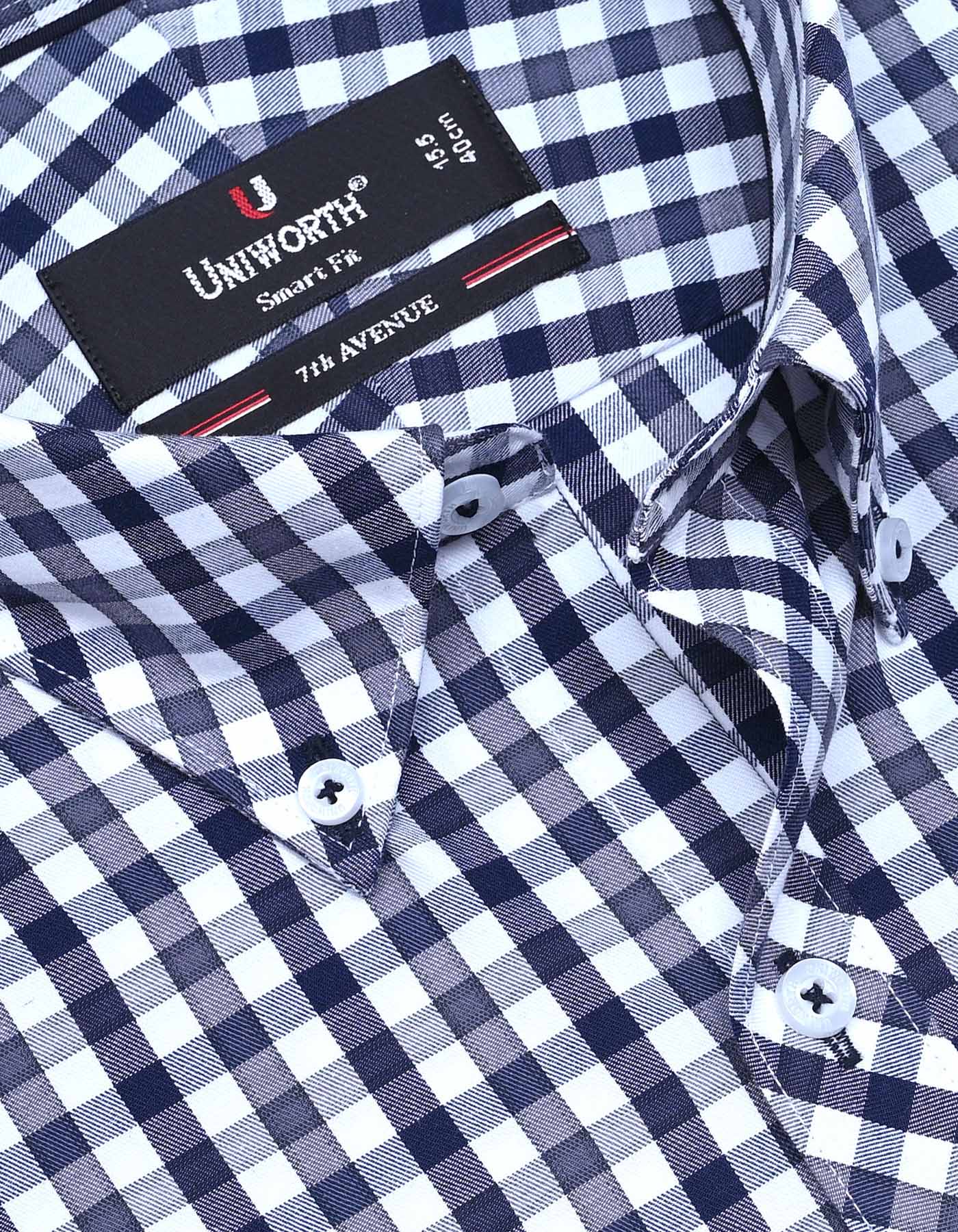 Check Navy Tailored Smart Fit Shirt FS1110-1SF-15