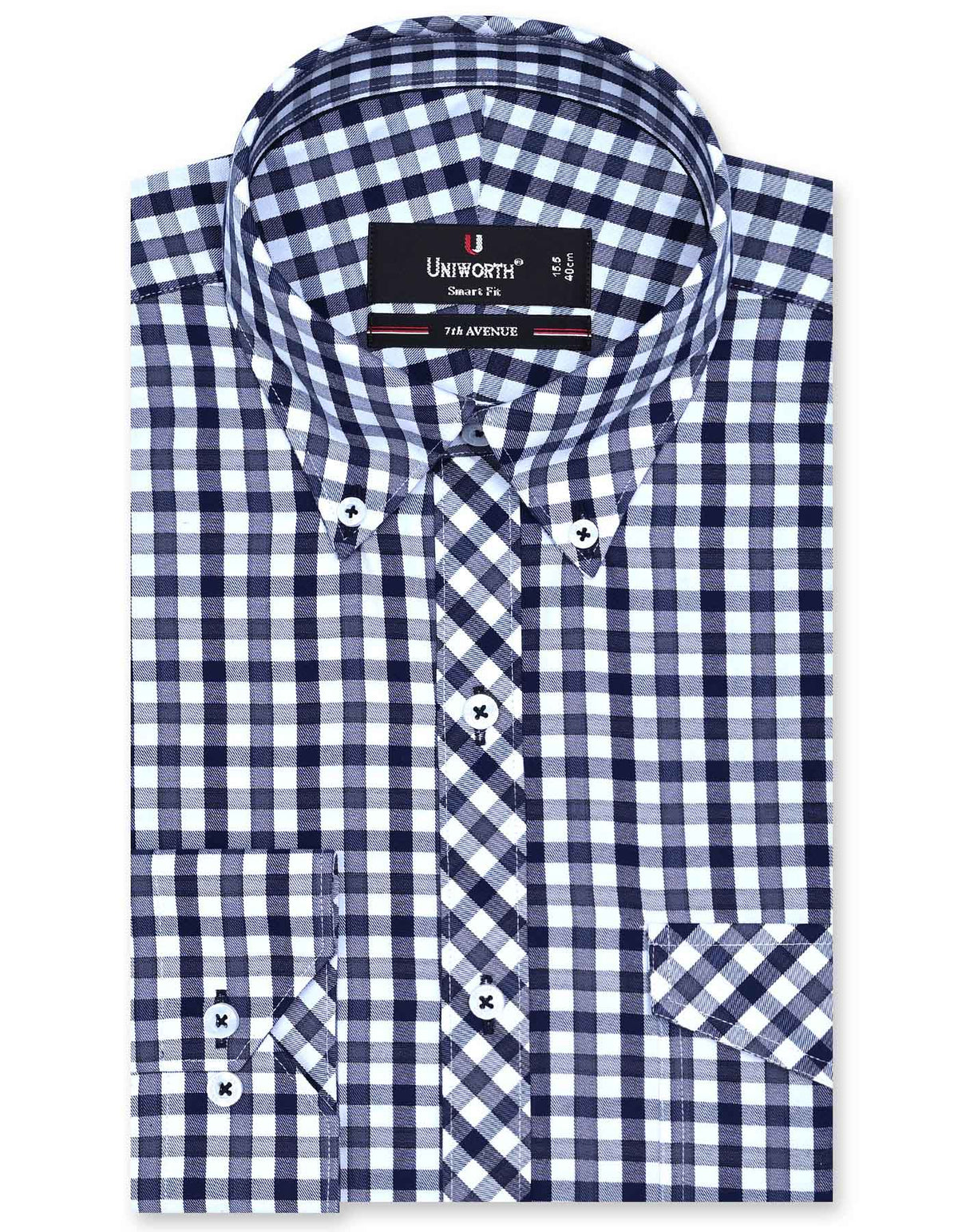 Check Navy Tailored Smart Fit Shirt FS1110-1SF-14.5